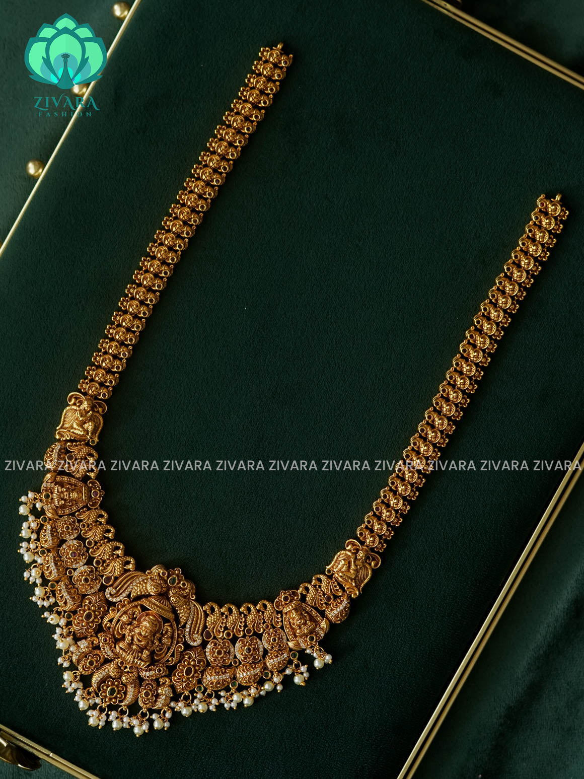 TEMPLE BRIDAL - Traditional PREMIUM MATTE polish MIDCHEST haaram/neckwear - Zivara Fashion