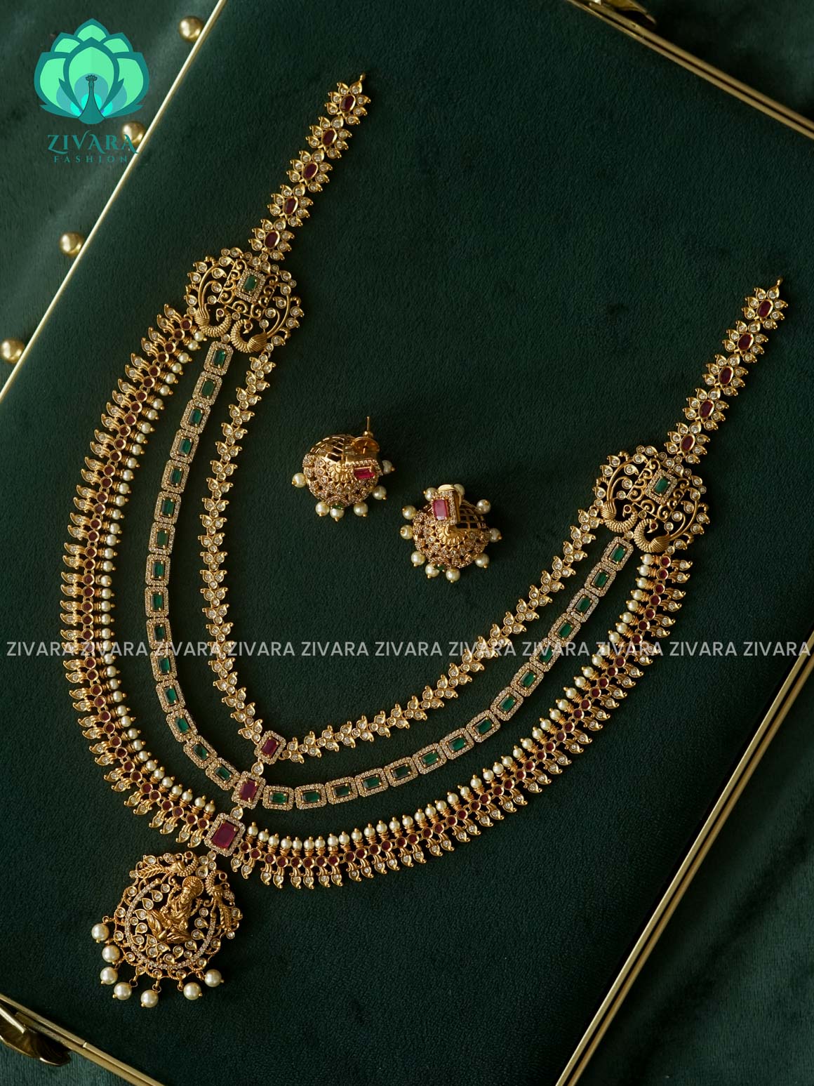 HEAVY TEMPLE COIN 3 LAYER BRIDAL NECKWARE - Traditional south indian premium neckwear with earrings- Zivara Fashion- latest jewellery design