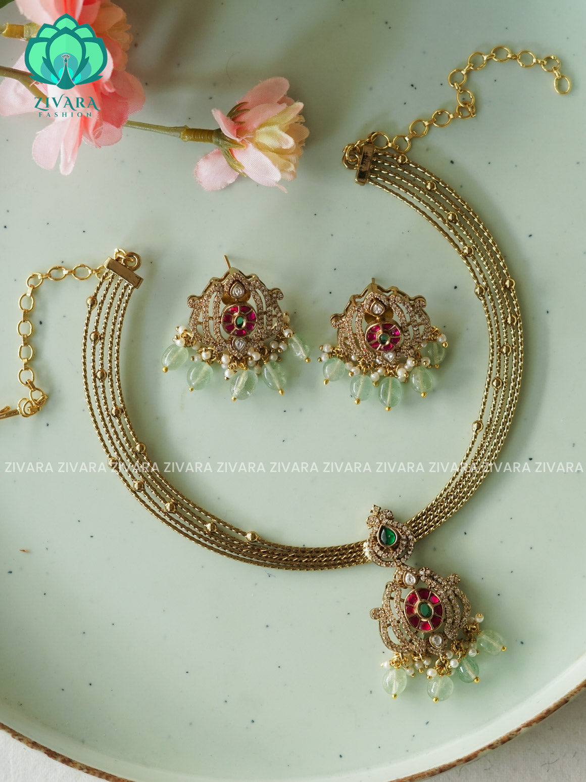 BRIDAL JADAU HASLI  -Traditional south indian premium neckwear with earrings- Zivara Fashion- latest jewellery design