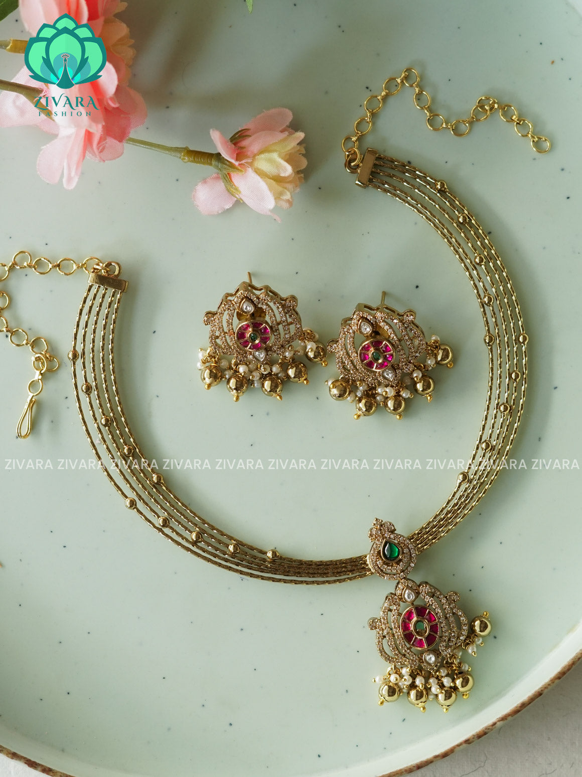 BRIDAL JADAU HASLI  -Traditional south indian premium neckwear with earrings- Zivara Fashion- latest jewellery design