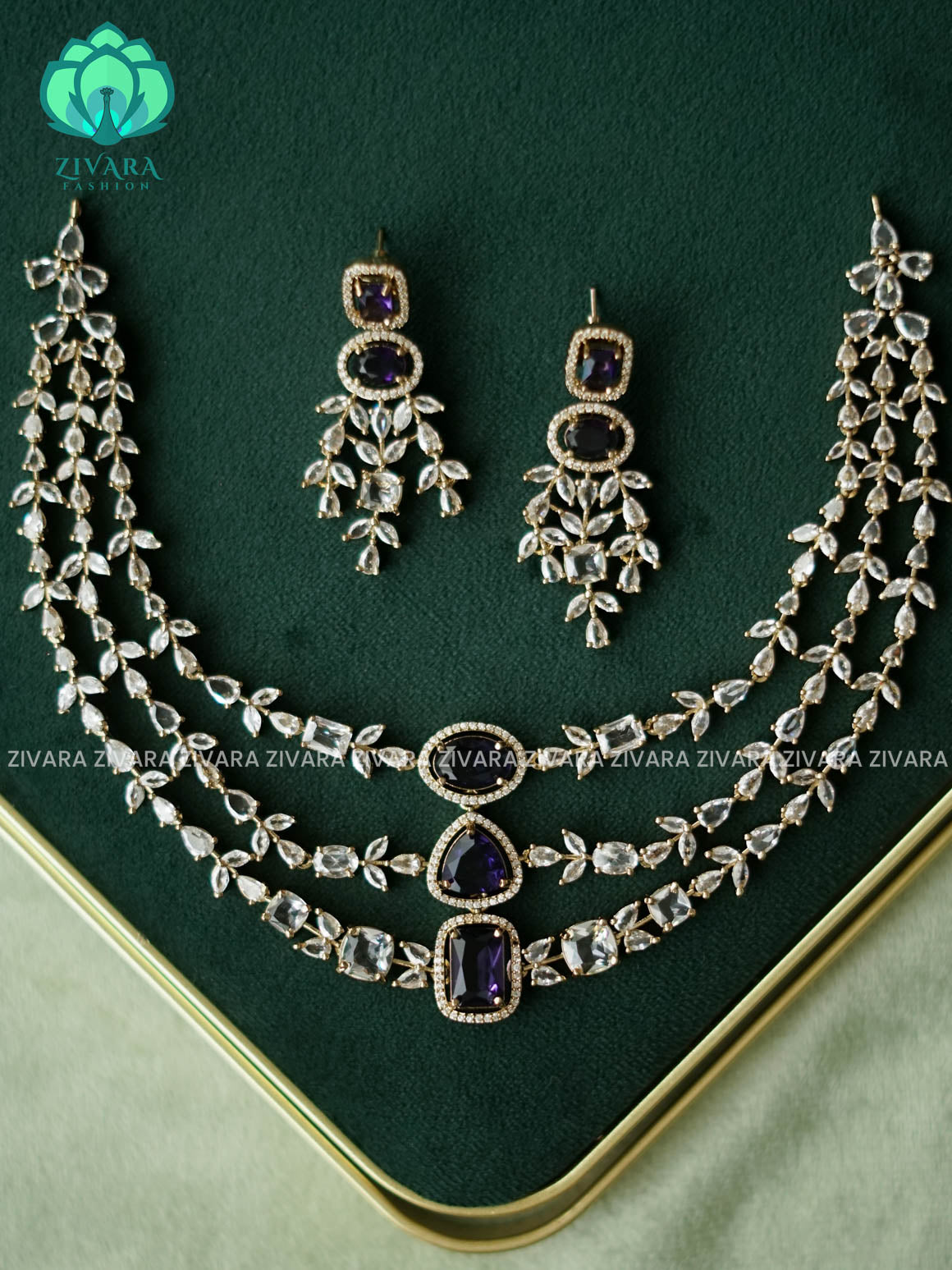 PURPLE  STEP - stylish and minimal elegant neckwear with earrings- Zivara Fashion