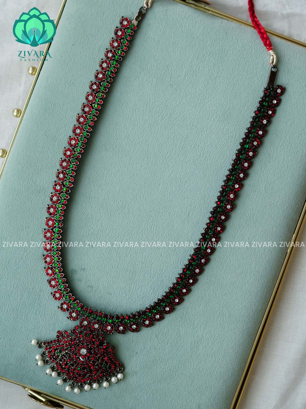RED AND GREEN BLACK MANGO - HANDMADE LONG NECKWEAR- latest kemp dance jewellery collection