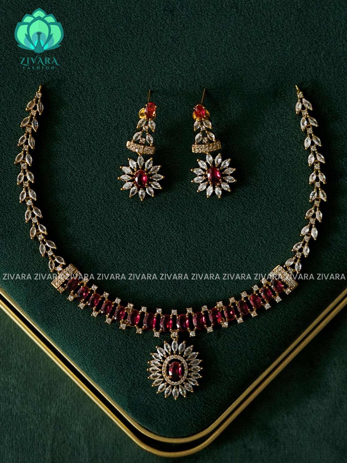 Ruby - STONE DIAMOND REPLICA - SUBTLE POLISH stylish and minimal elegant neckwear - Zivara Fashion