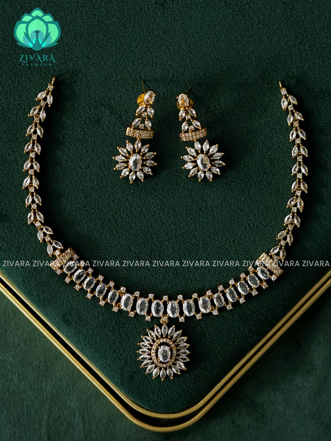 White  - STONE DIAMOND REPLICA - SUBTLE POLISH stylish and minimal elegant neckwear - Zivara Fashion