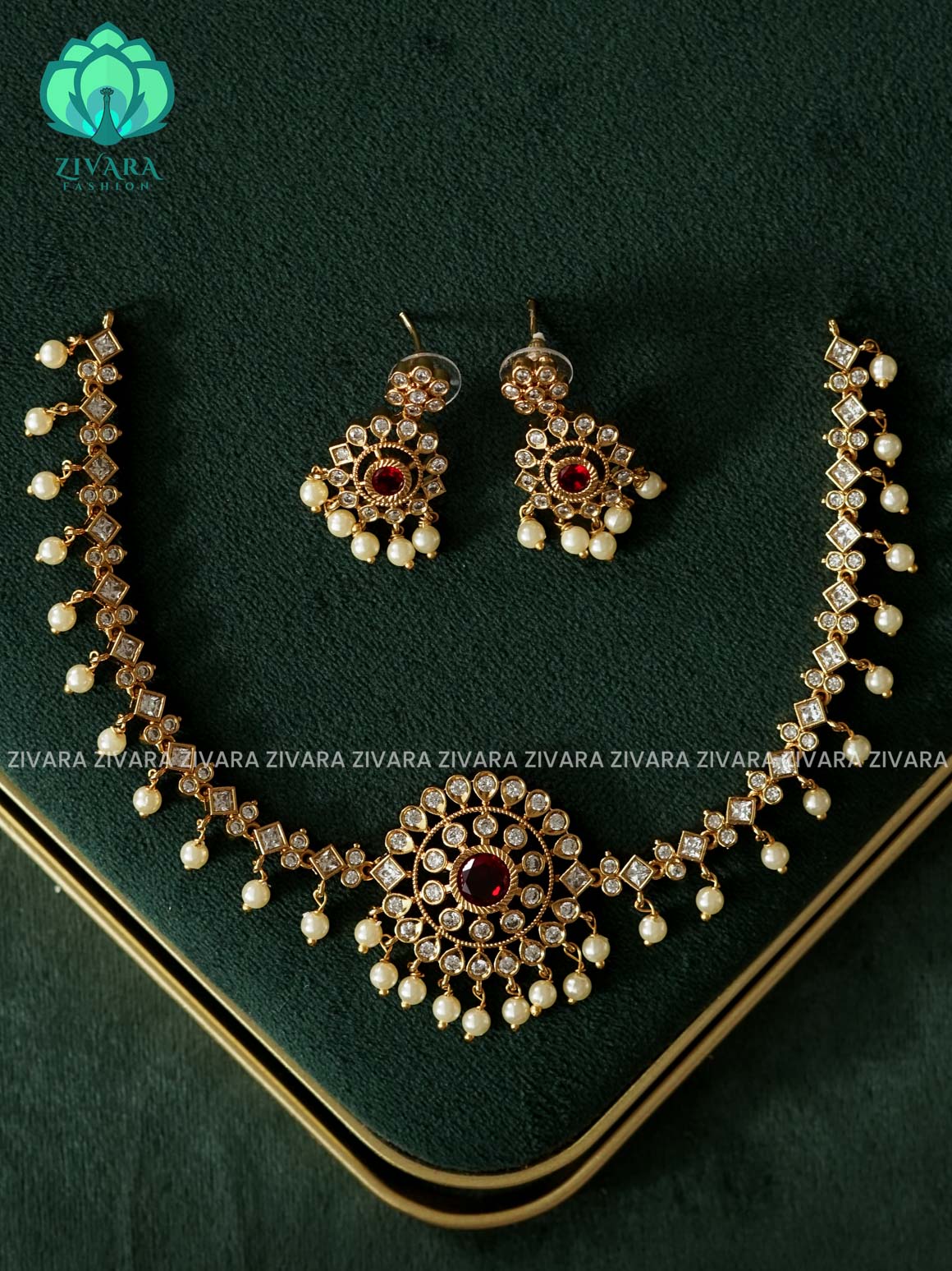 Ruby  STONE - SUBTLE POLISH stylish and minimal elegant neckwear - Zivara Fashion