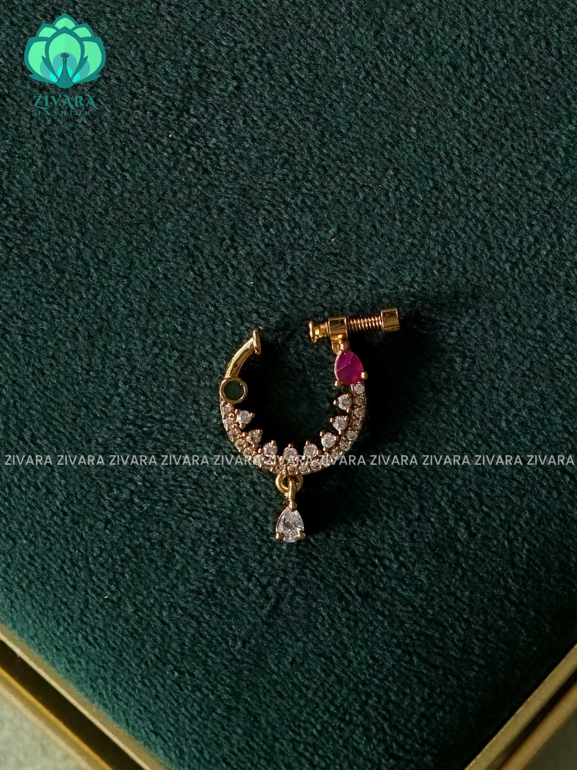 TRADITIONAL RING TYPE NON PIERCING NOSEPIN- ZIVARA FASHION