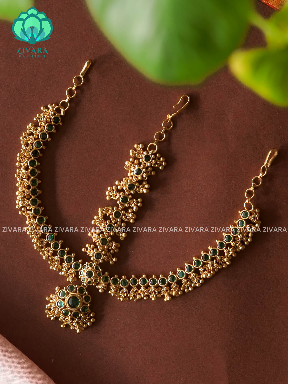 GREEN- Bridal maang tikka, chutti- bridal head accessory- latest bridal collection - Zivara fashion