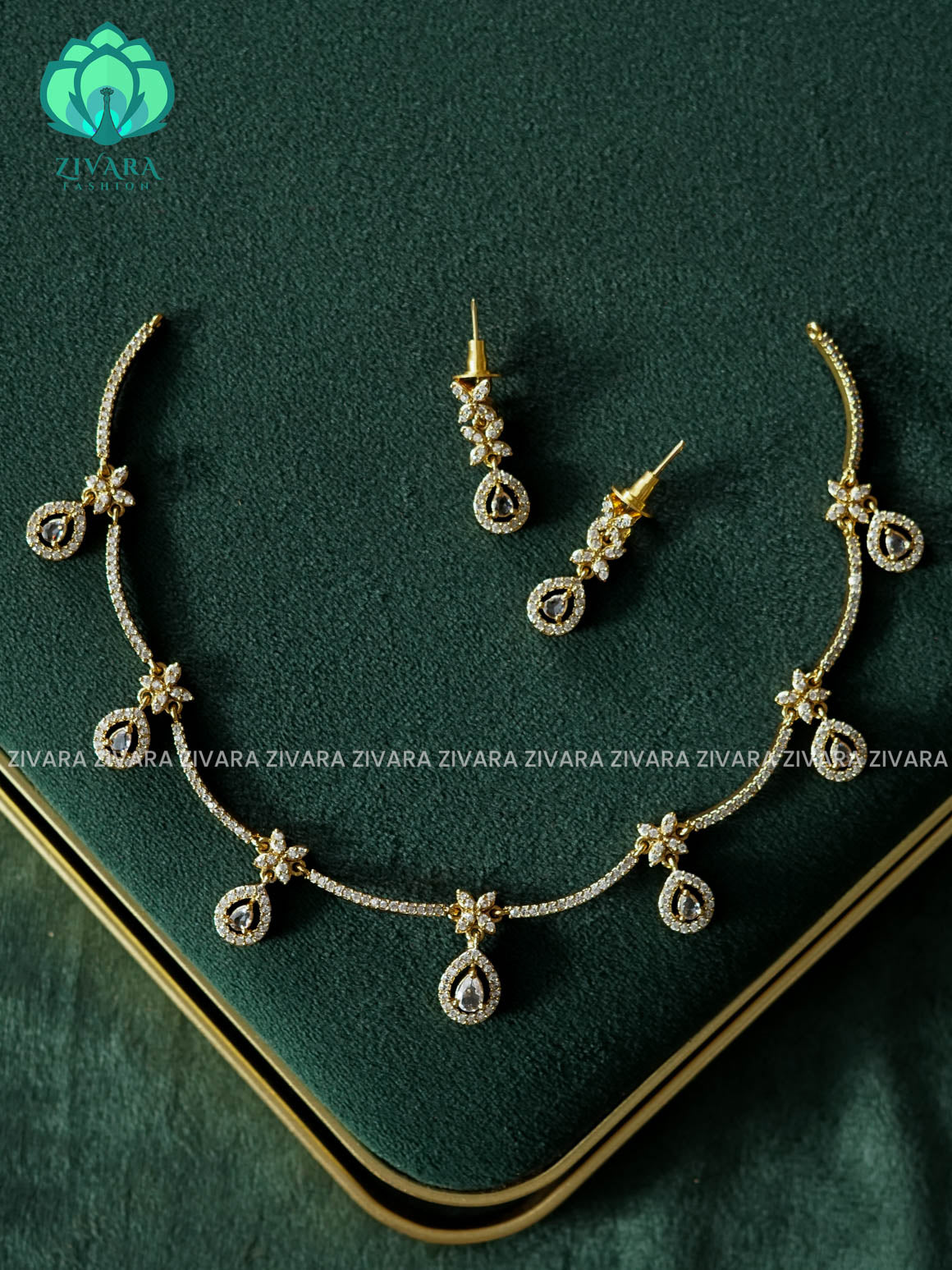 WHITE - GLAMOUROUS - BIG SIZE - stylish and minimal elegant neckwear with earrings- Zivara Fashion