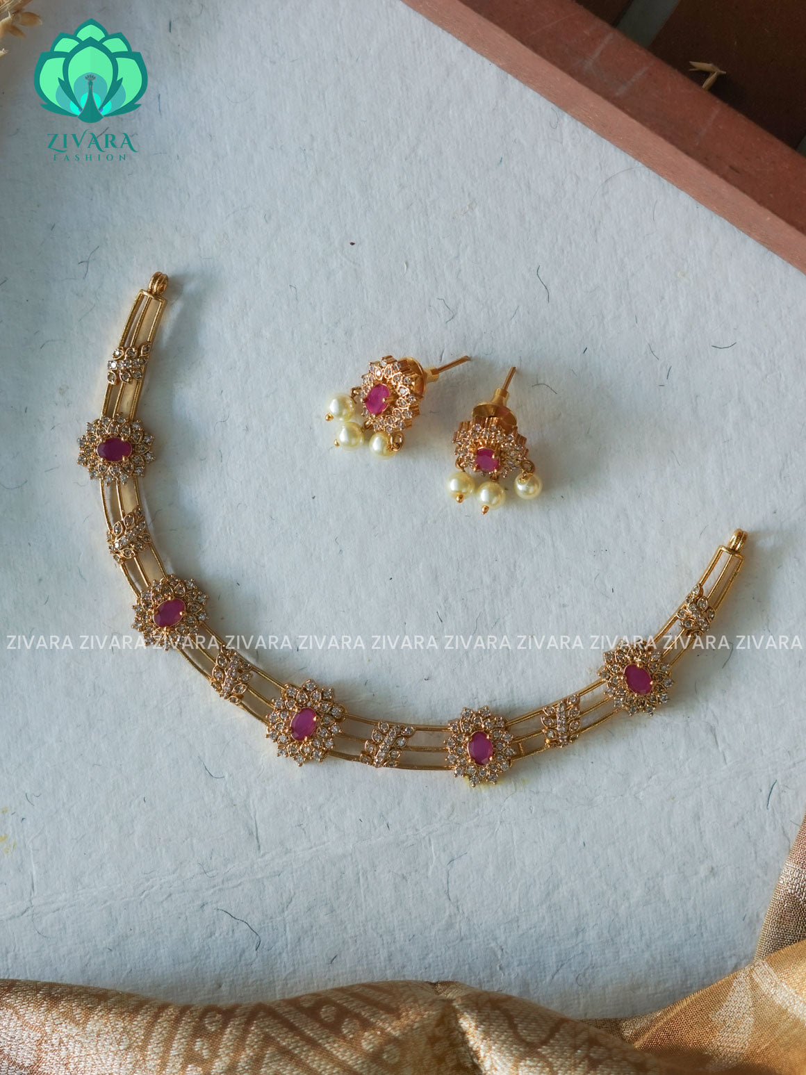 RUBY -HASLI -Traditional south indian premium neckwear with earrings- Zivara Fashion- latest jewellery design