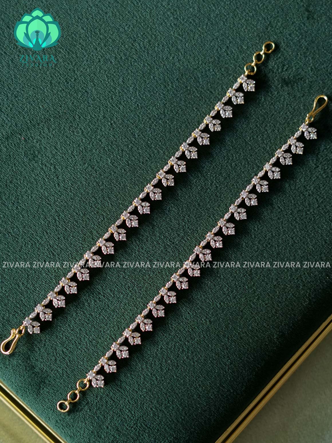 Rhodium dual polish straight premium finish bridal earchain maatal- south indian kemp bridal accessory
