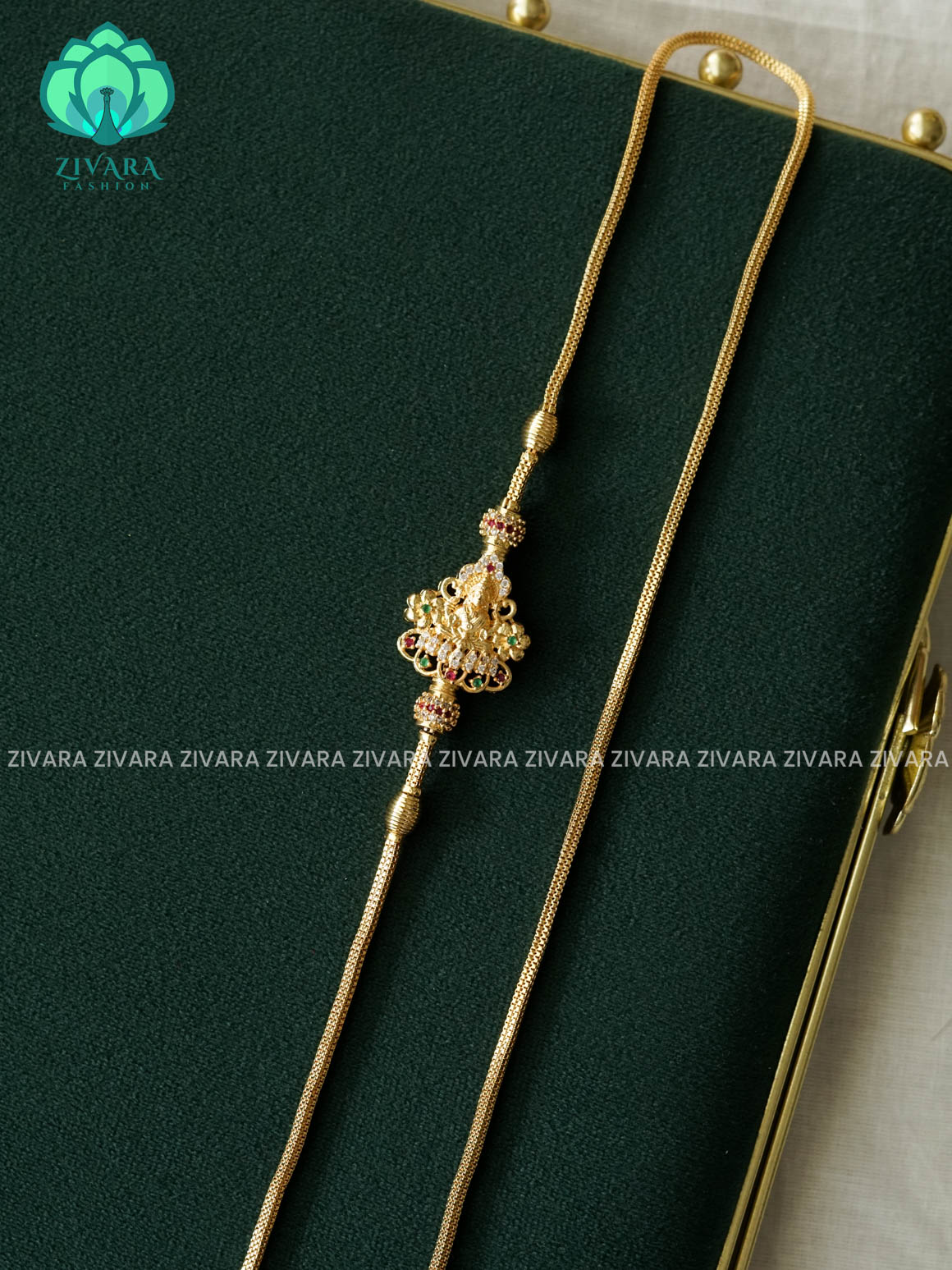 TRENDING TEMPLE MOGAPU CHAIN 24" - Traditional south indian premium neckwear - Zivara Fashion- latest jewellery design