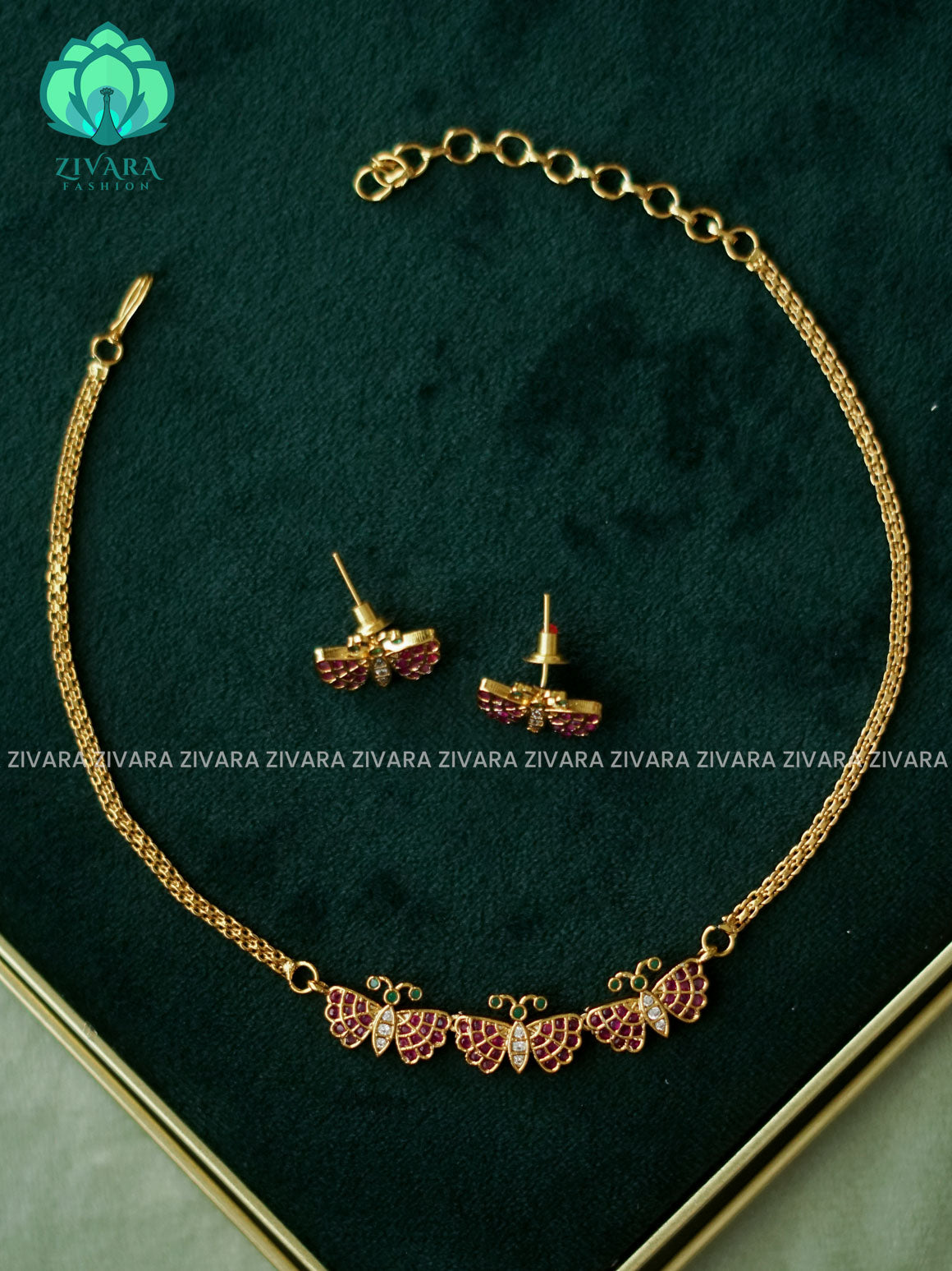 BUTTERFLY KIDS  EXCLUSIVE (3 INCH PLUS EXTENSION) CHOKER  WITH EARRINGS- LATEST JEWELLERY COLLECTION
