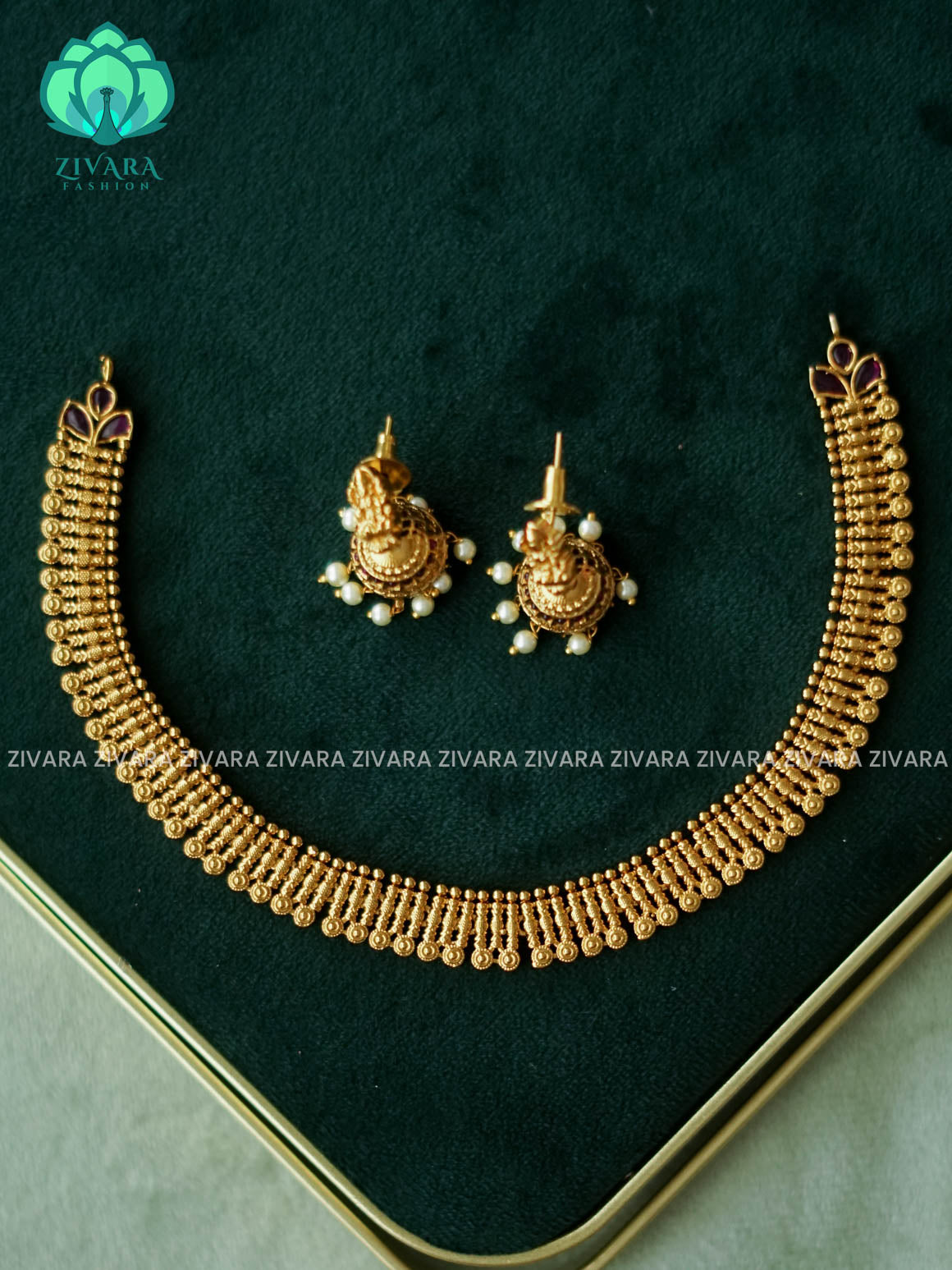 MOTIF FREE  - Traditional PREMIUM neckwear with earrings- Zivara Fashion