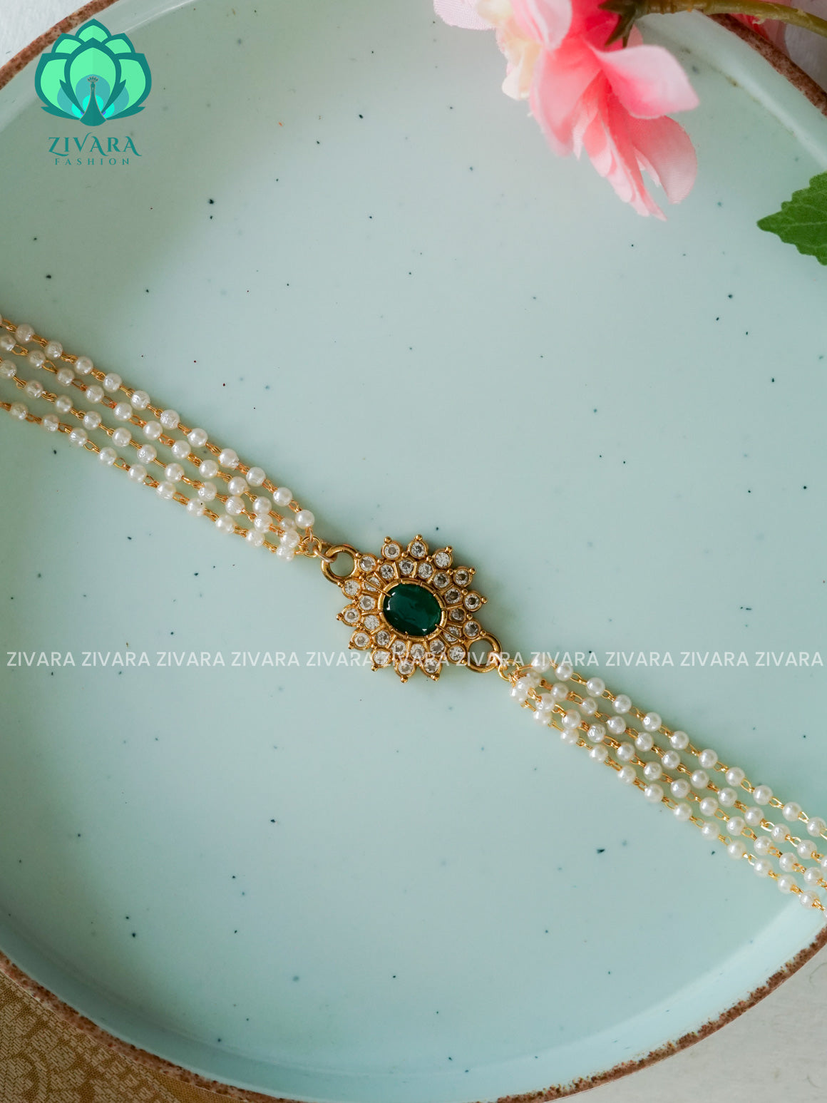 GREEN HANDMADE OVAL PEARL NECKSET - HANDMADE COLLECTION WITHOUT EARRINGS- LATEST JEWELLERY COLLECTION