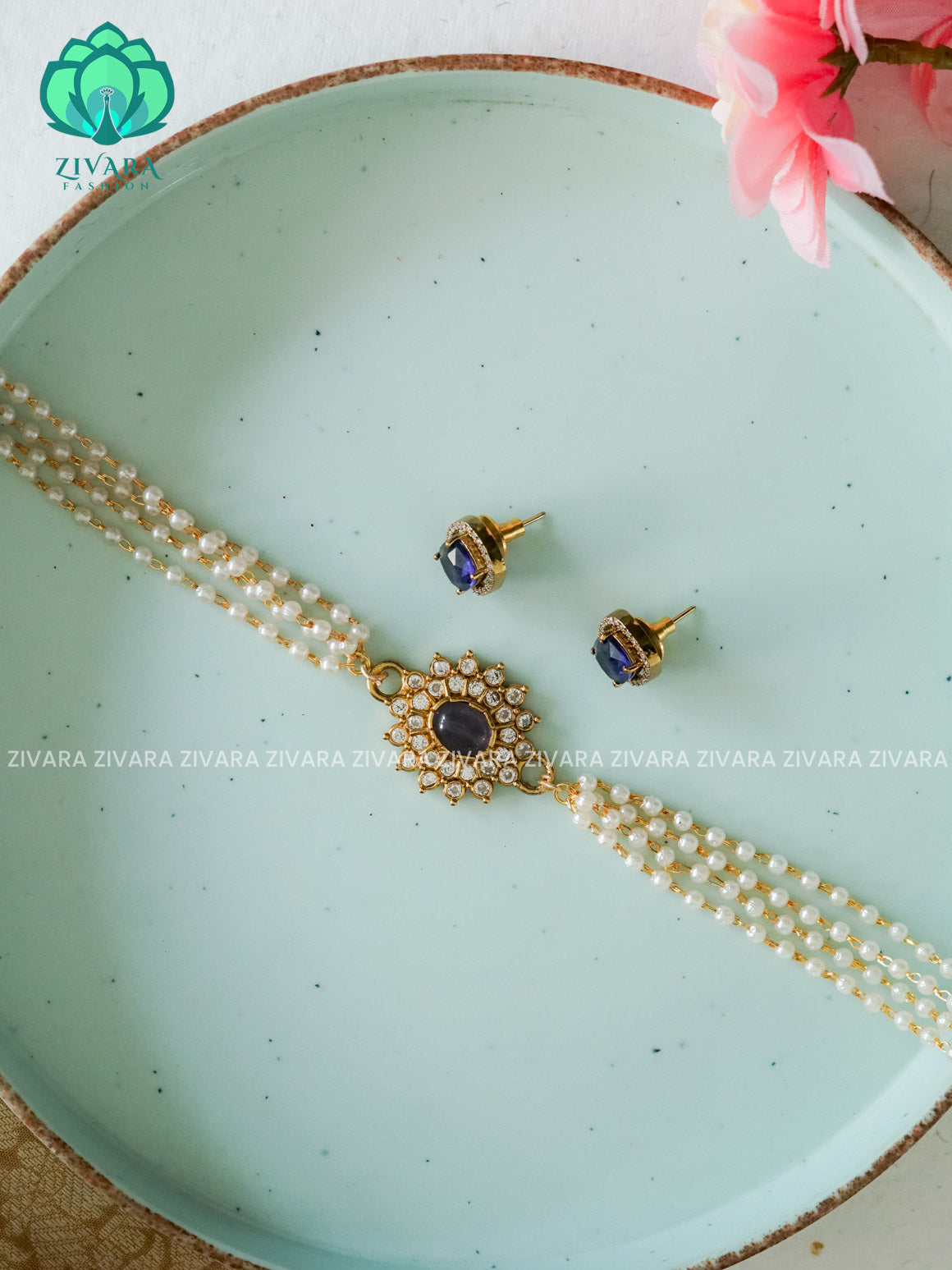PURPLE HANDMADE OVAL PEARL NECKSET - HANDMADE COLLECTION WITH EARRINGS- LATEST JEWELLERY COLLECTION