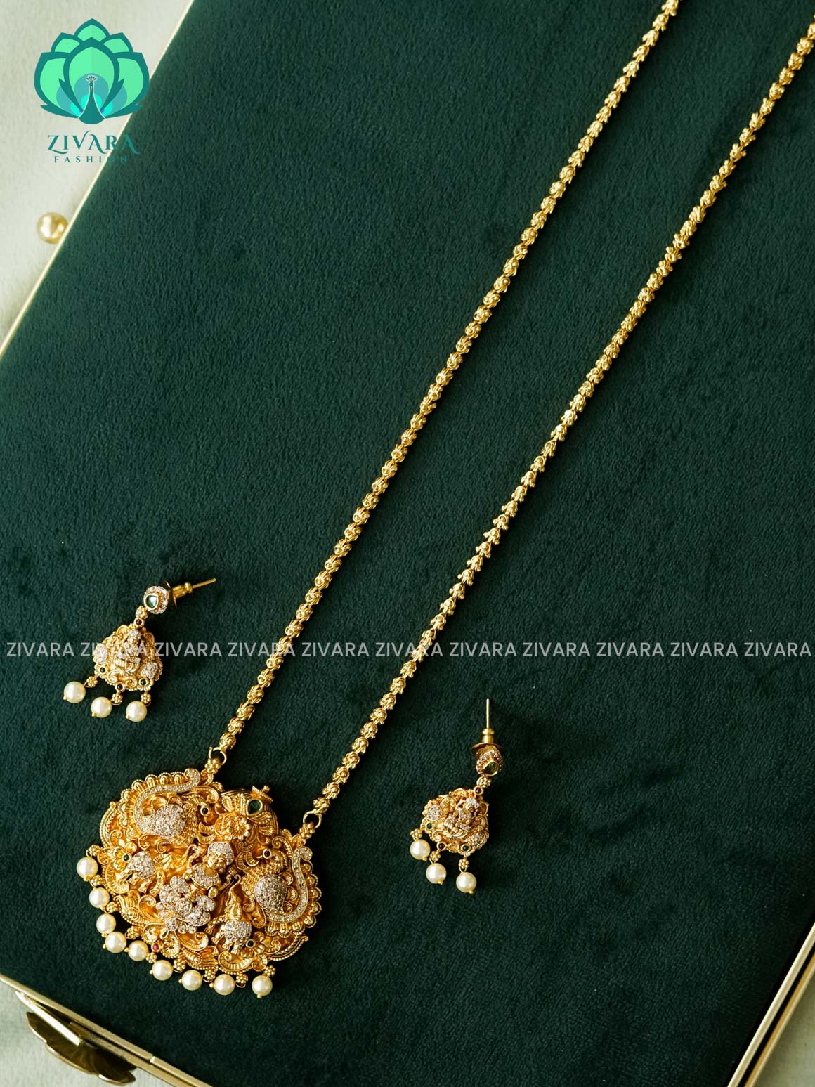 VINTAGE TEMPLE   PENDANT WITH CHAIN - Traditional NORMAL MATTE polish MIDCHEST neckwear with earrings- Zivara Fashion