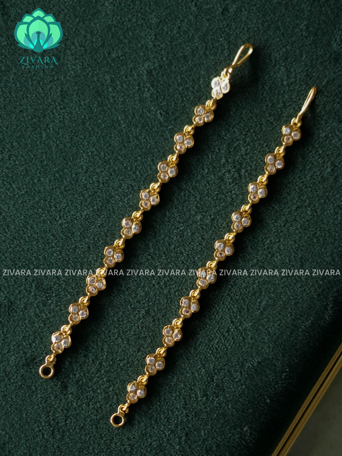 AMBIGAI - WHITE STONE MICROGOLD POLISH EARCHAIN/MAATAL - LATEST TRENDING COLLECTION - ZIVARA FASHION