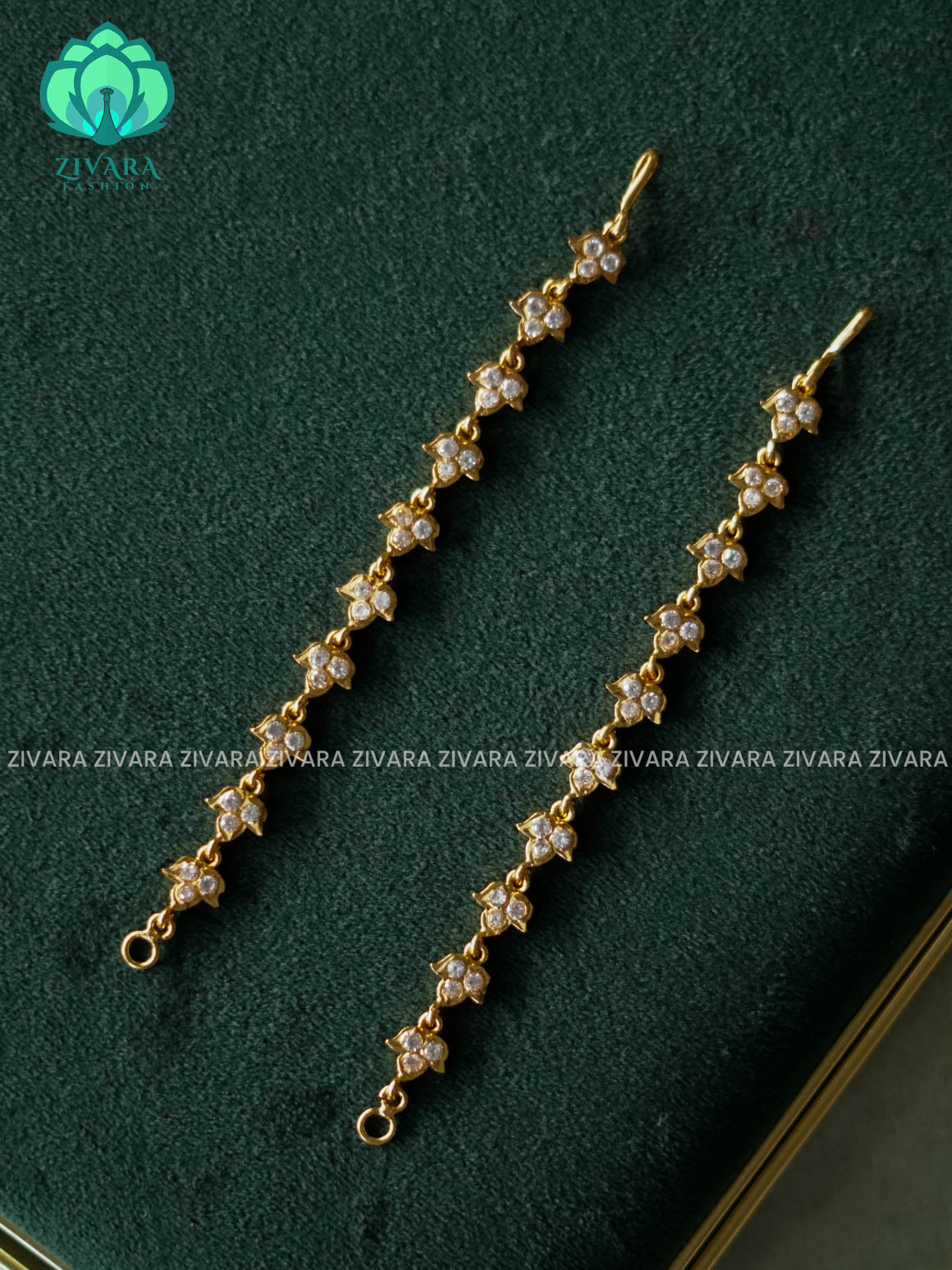 AMBIGAI - WHITE STONE MICROGOLD POLISH EARCHAIN/MAATAL - LATEST TRENDING COLLECTION - ZIVARA FASHION