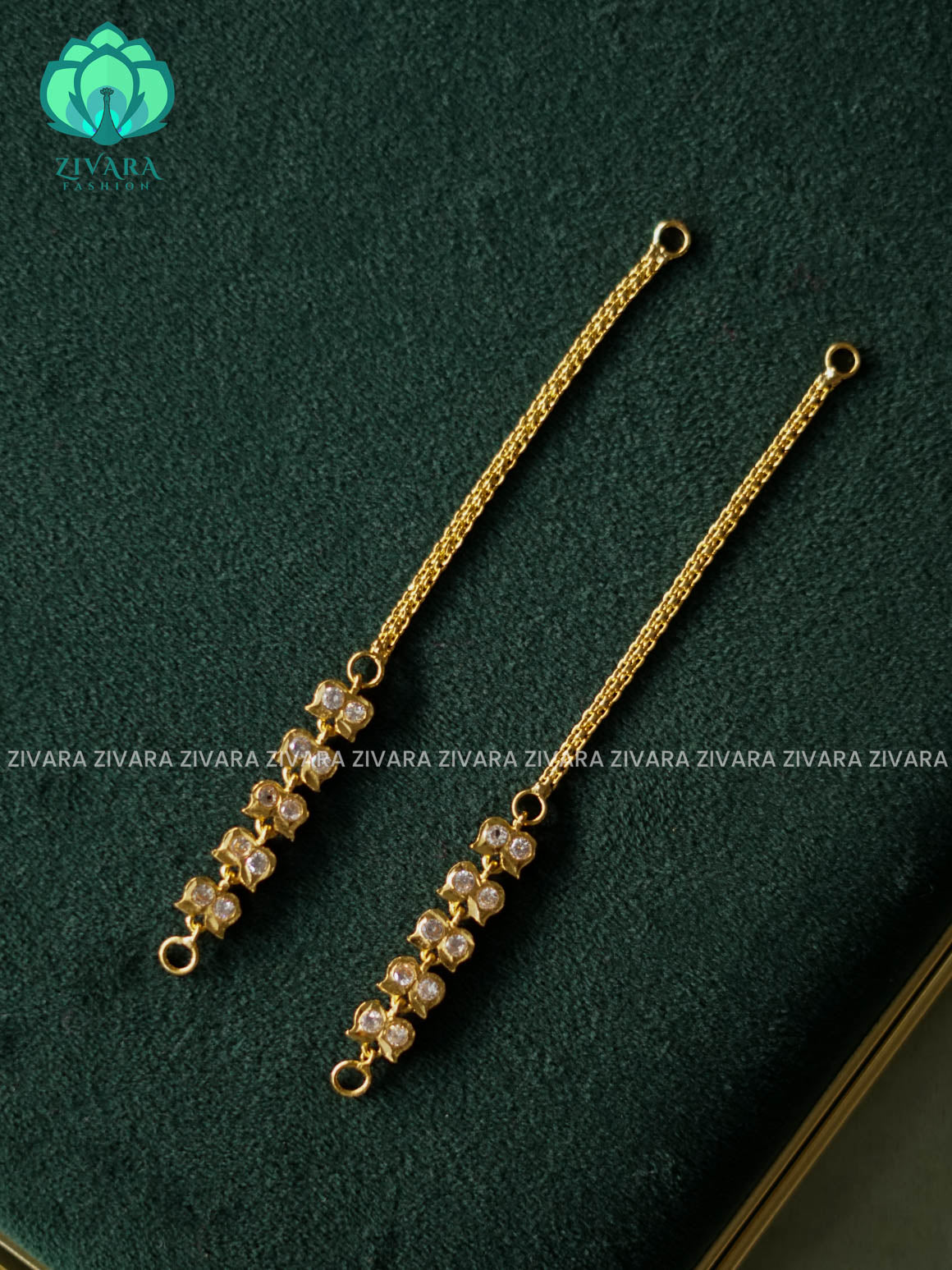 AMBIGAI - WHITE STONE MICROGOLD POLISH EARCHAIN/MAATAL - LATEST TRENDING COLLECTION - ZIVARA FASHION