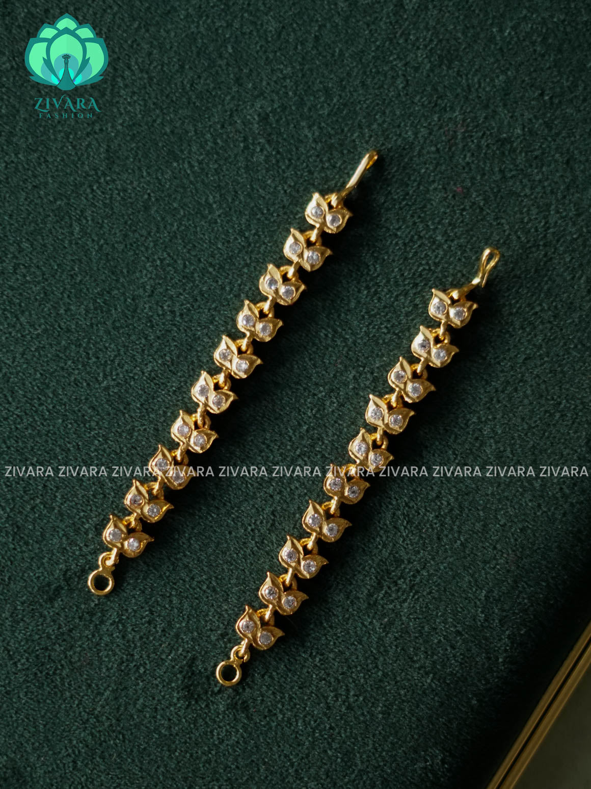 AMBIGAI - WHITE STONE MICROGOLD POLISH EARCHAIN/MAATAL - LATEST TRENDING COLLECTION - ZIVARA FASHION