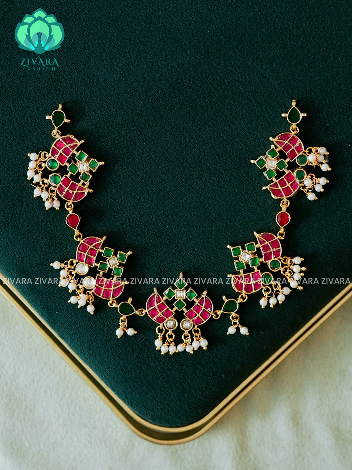 KAMALIU - JADAU FLOWER NECKWEAR  -Traditional south indian premium neckwear  - Zivara Fashion- latest jewellery design