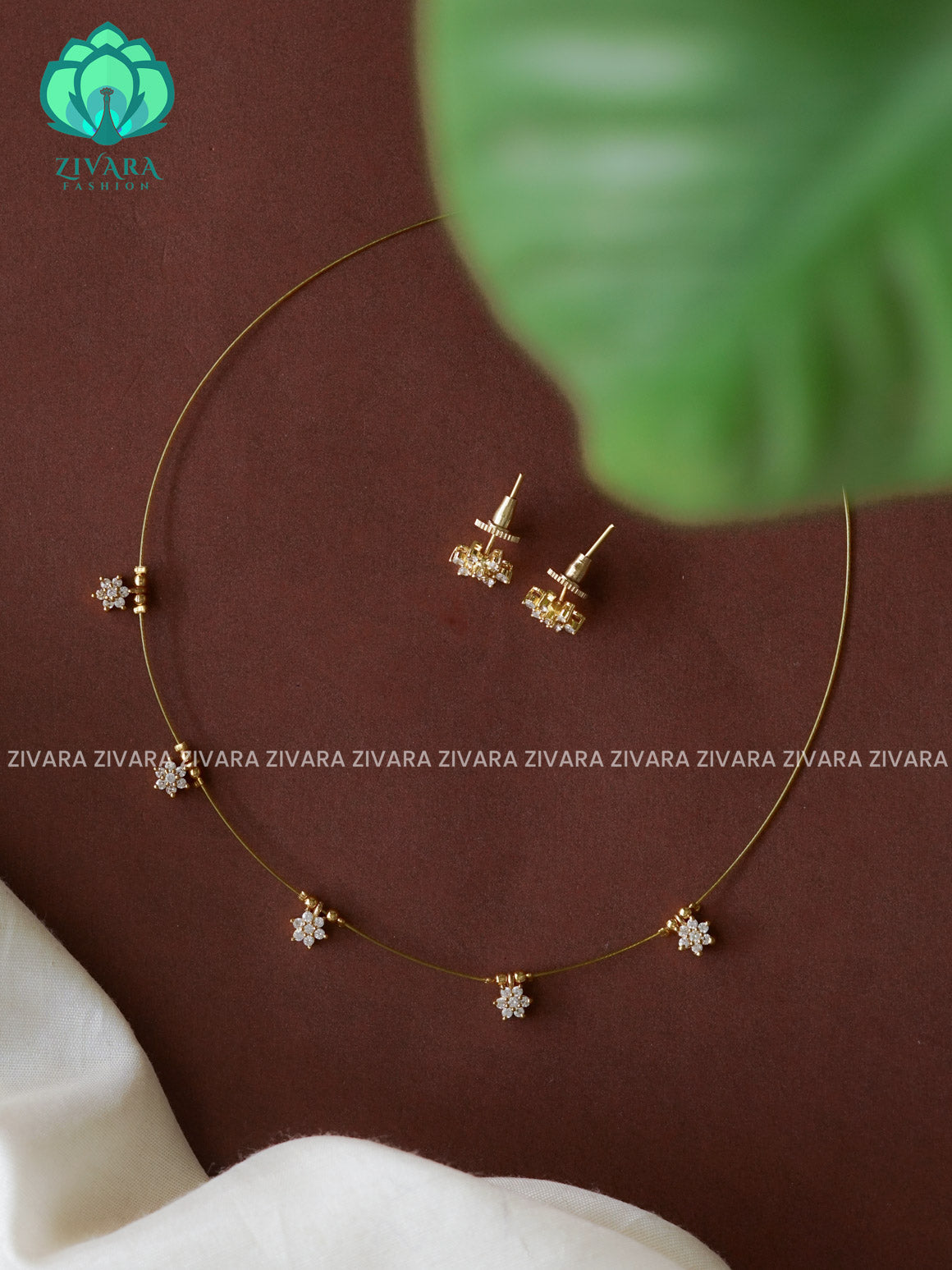 SEMI COMBO OF WHITE STONE - STAR TAMARA INVISIBLE MINIMAL ELEGANT HANDMADE NECKLACE WITH BRILLIANT FINISH MOTIFS- ZIVARA FASHION