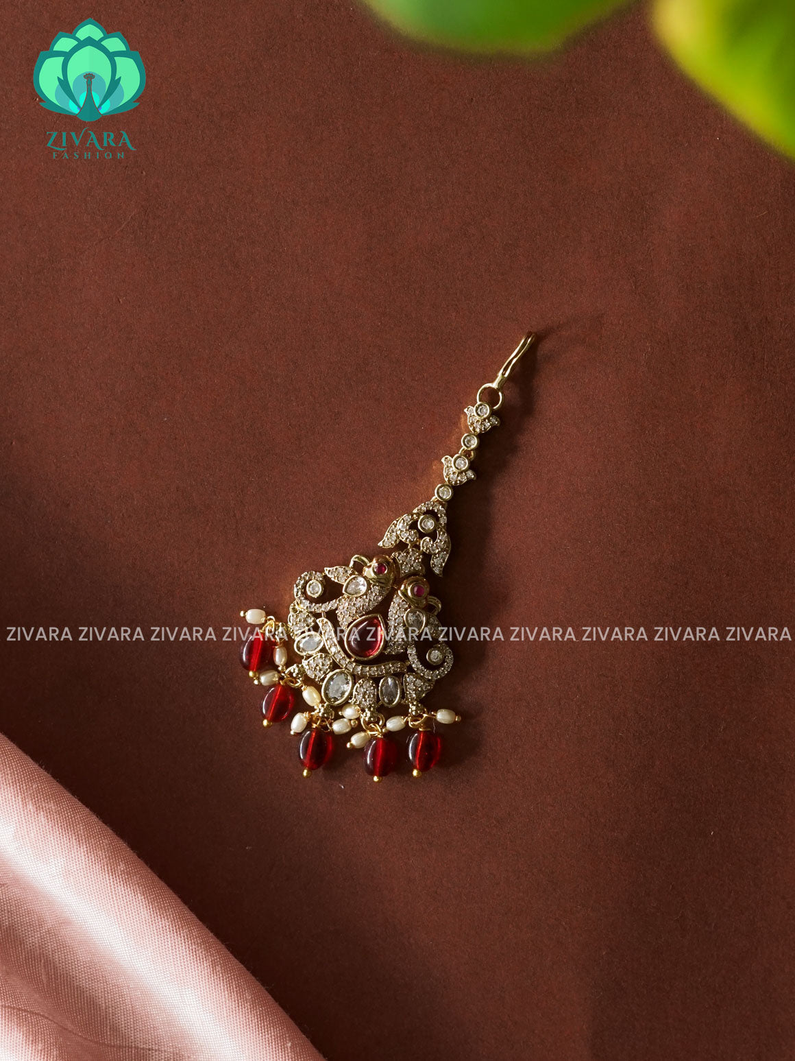 RUBY - Victoria dark polish - Bridal maang tikka, chutti- bridal head accessory- latest bridal collection - Zivara fashion