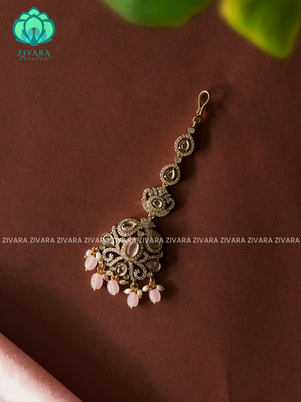 PASTEL PINK -Victoria dark polish - Bridal maang tikka, chutti- bridal head accessory- latest bridal collection - Zivara fashion