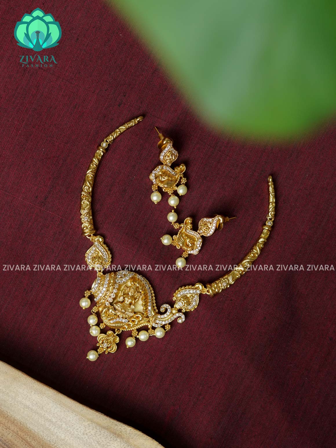 TEMPLE HASLI - TEMPLE ELEPHANT HASLI -Traditional south indian premium neckwear with earrings- Zivara Fashion- latest jewellery design