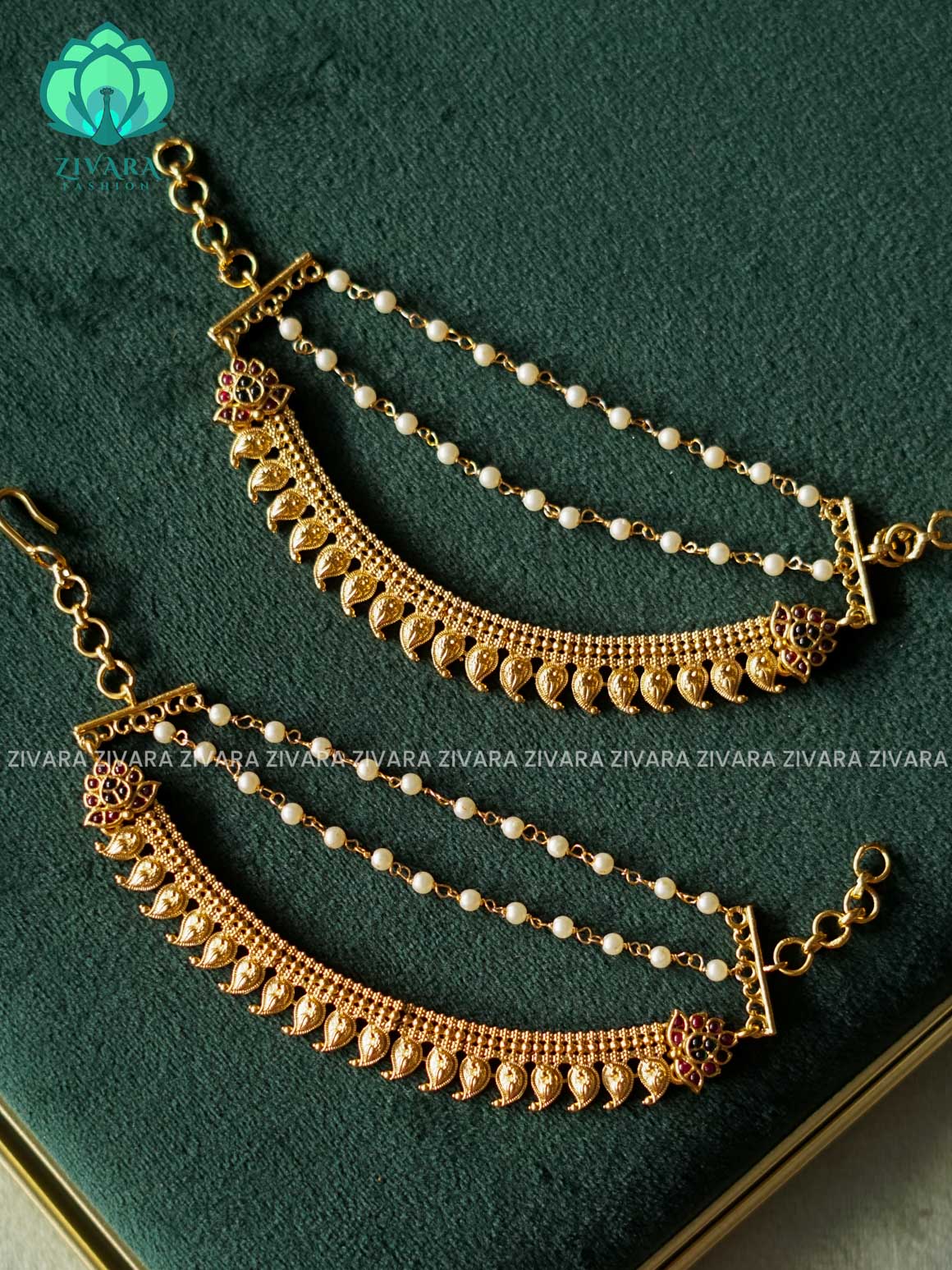 MANGA 3 layer earchains/maatals- bridal accessory- zivara fashion-latest jewellery collection