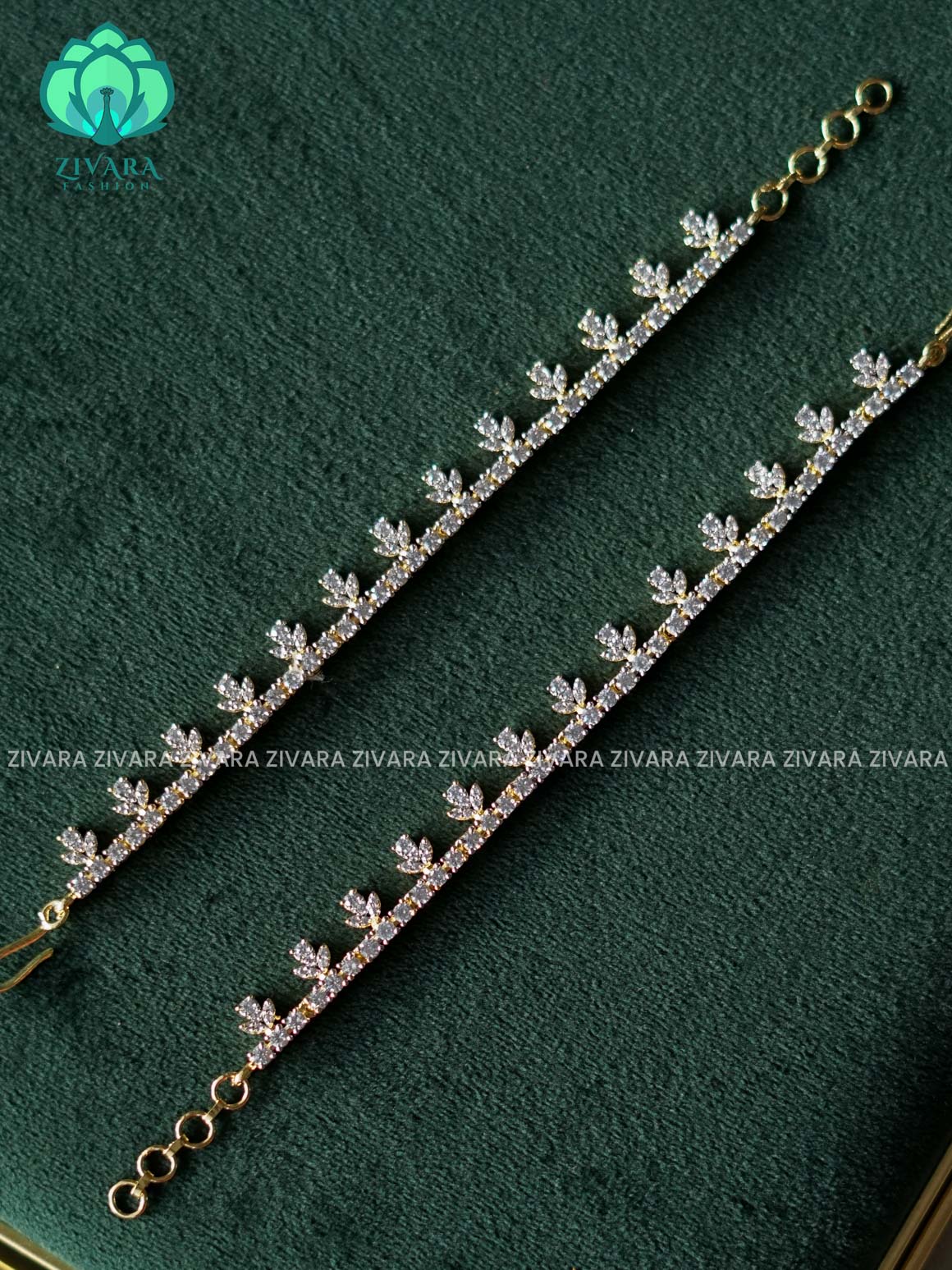 Rhodium dual polish straight premium finish bridal earchain maatal- south indian kemp bridal accessory