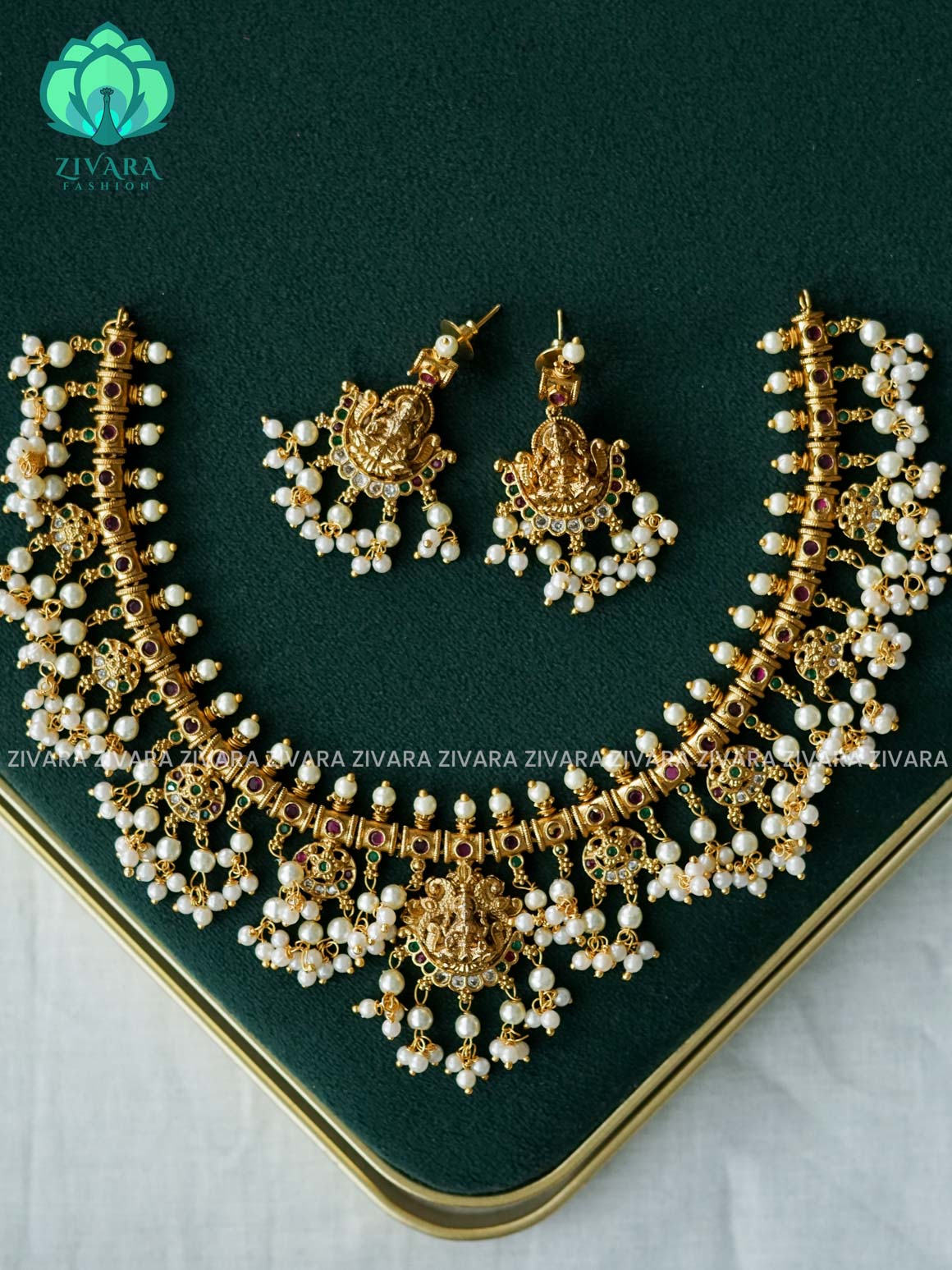 Akshayam- bridal guttapusalu neckwear -Traditional south indian premium neckwear with earrings- Zivara Fashion- latest jewellery design