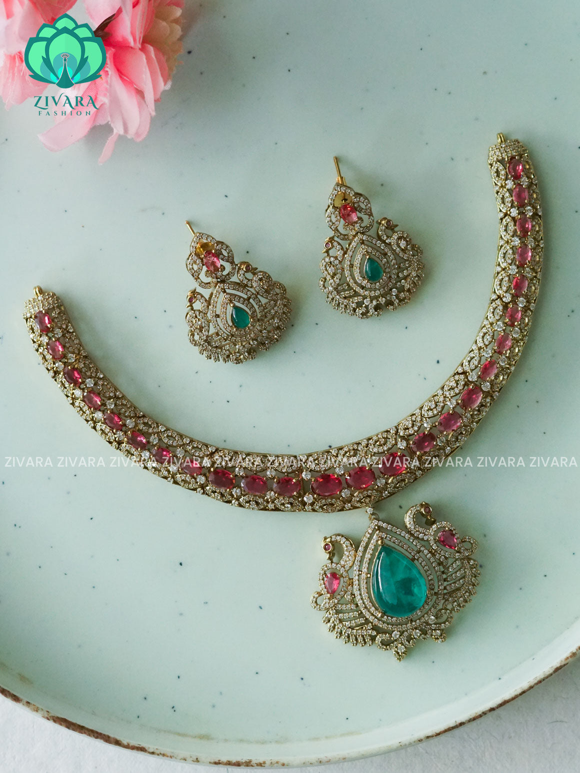 BRIDAL HASLI  -Traditional south indian premium neckwear with earrings- Zivara Fashion- latest jewellery design
