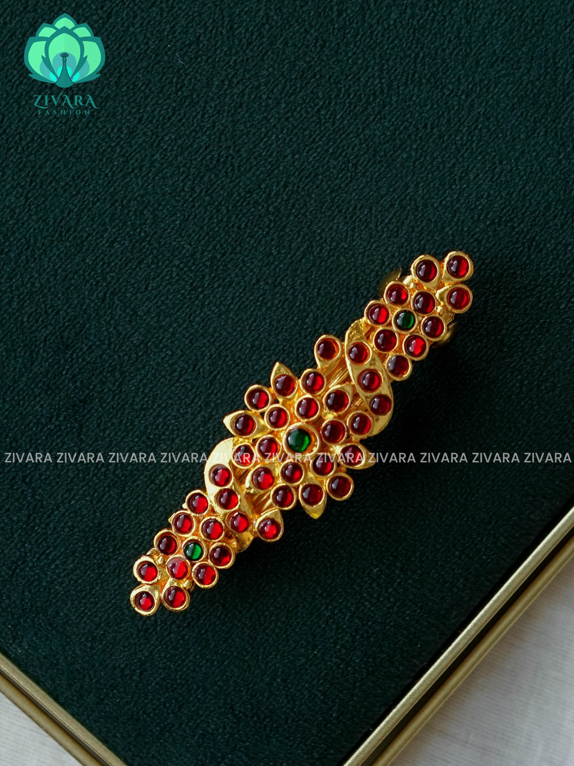 RED AND GREEN- KEMP HAIRCLIP - RETURN GIFT OPTIONS -TRADITIONAL HAIR ACCESSORIES - ZIVARA FASHION