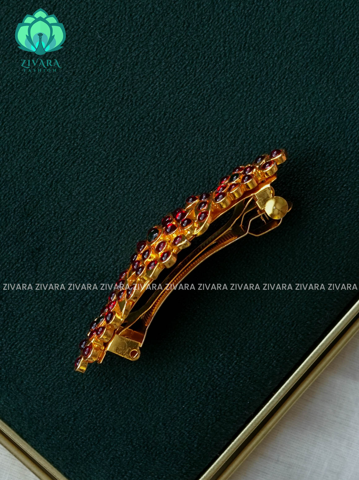 RED AND GREEN- KEMP HAIRCLIP - RETURN GIFT OPTIONS -TRADITIONAL HAIR ACCESSORIES - ZIVARA FASHION