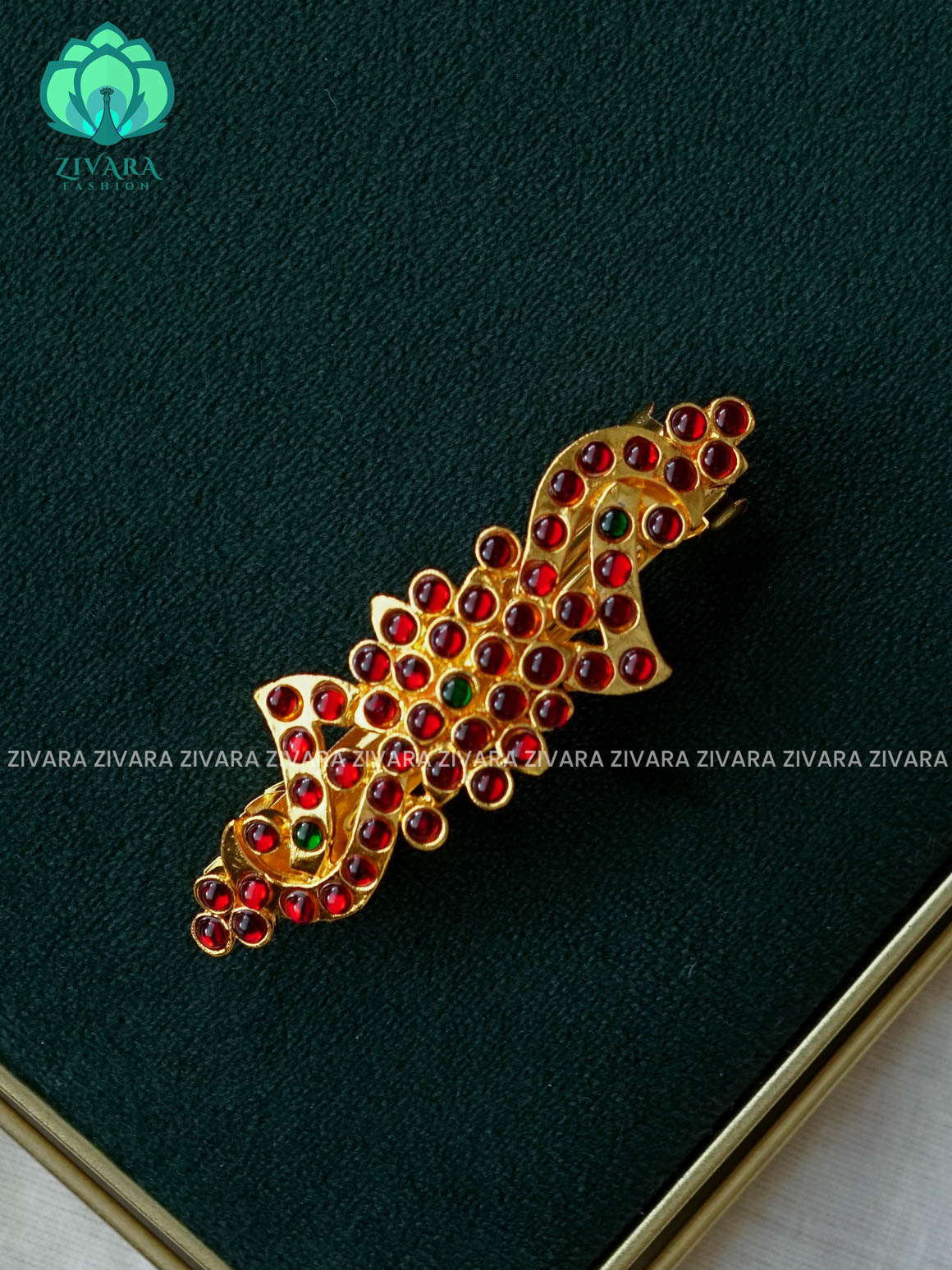 RED AND GREEN- KEMP HAIRCLIP - RETURN GIFT OPTIONS -TRADITIONAL HAIR ACCESSORIES - ZIVARA FASHION