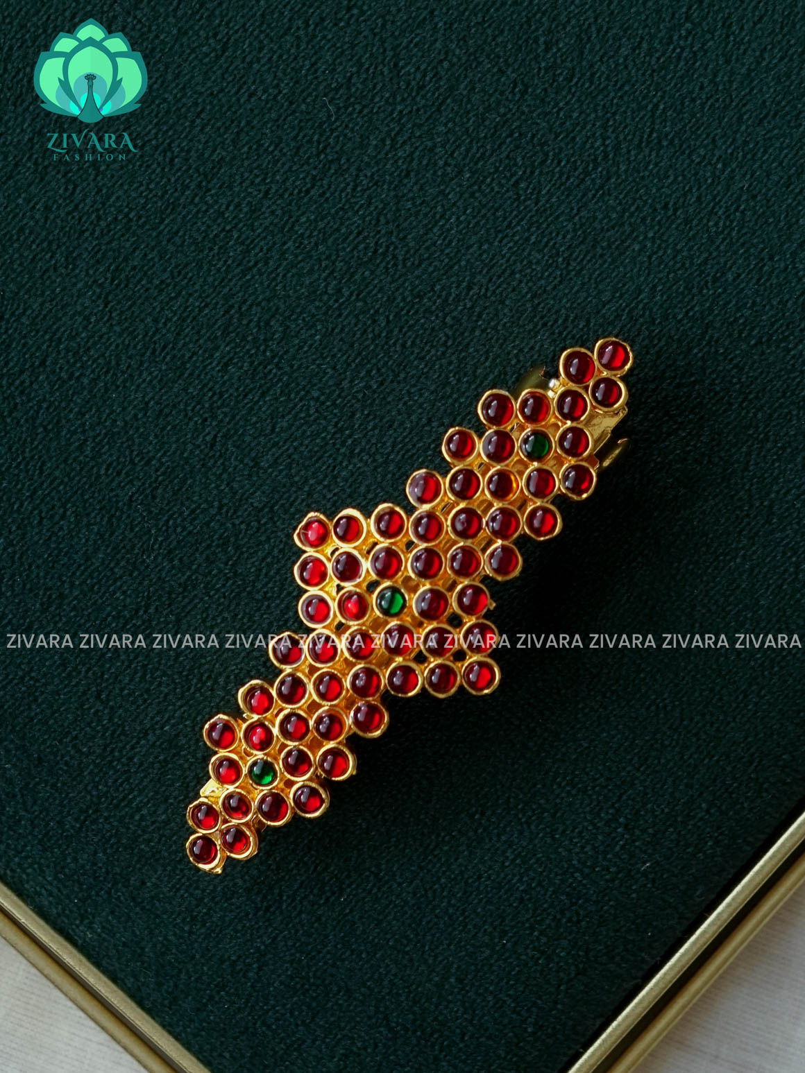 RED AND GREEN- KEMP HAIRCLIP - RETURN GIFT OPTIONS -TRADITIONAL HAIR ACCESSORIES - ZIVARA FASHION