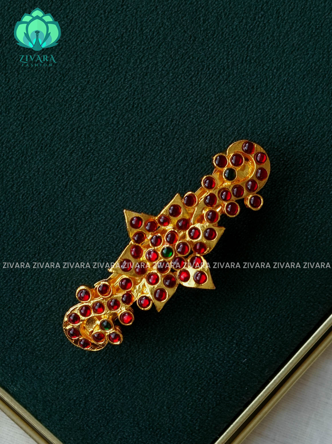RED AND GREEN- KEMP HAIRCLIP - RETURN GIFT OPTIONS -TRADITIONAL HAIR ACCESSORIES - ZIVARA FASHION