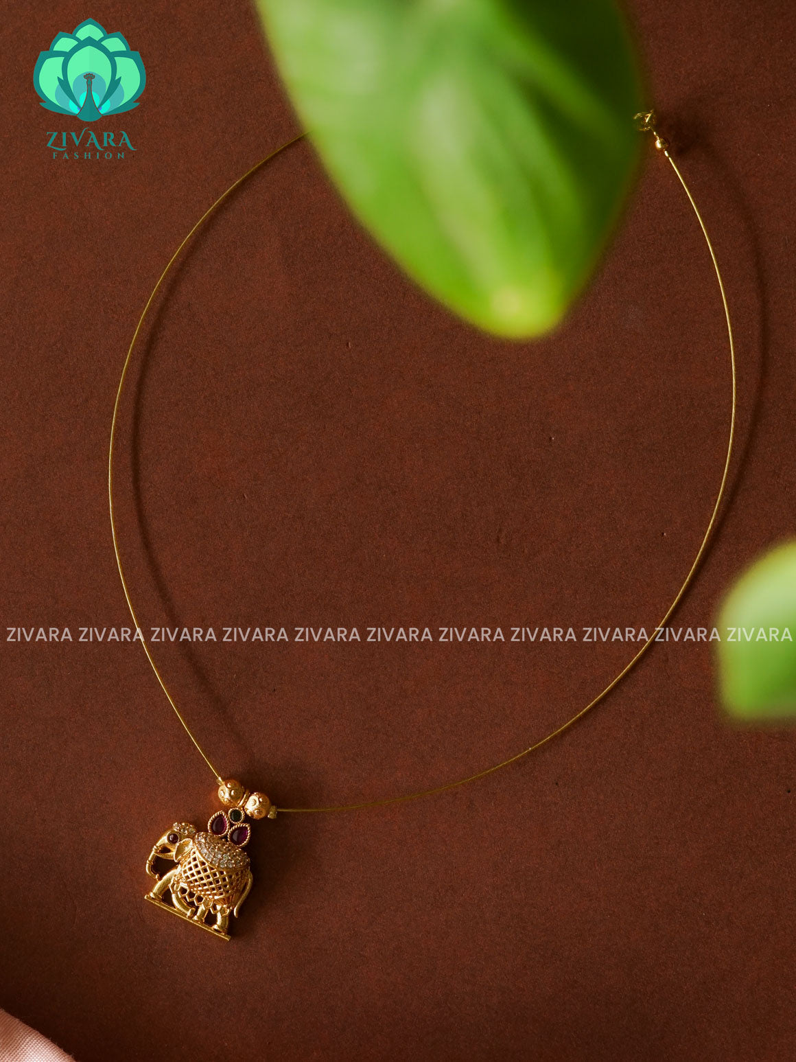 ELEPHANT TAMARA INVISIBLE MINIMAL ELEGANT HANDMADE NECKLACE WITH BRILLIANT FINISH MOTIFS- ZIVARA FASHION