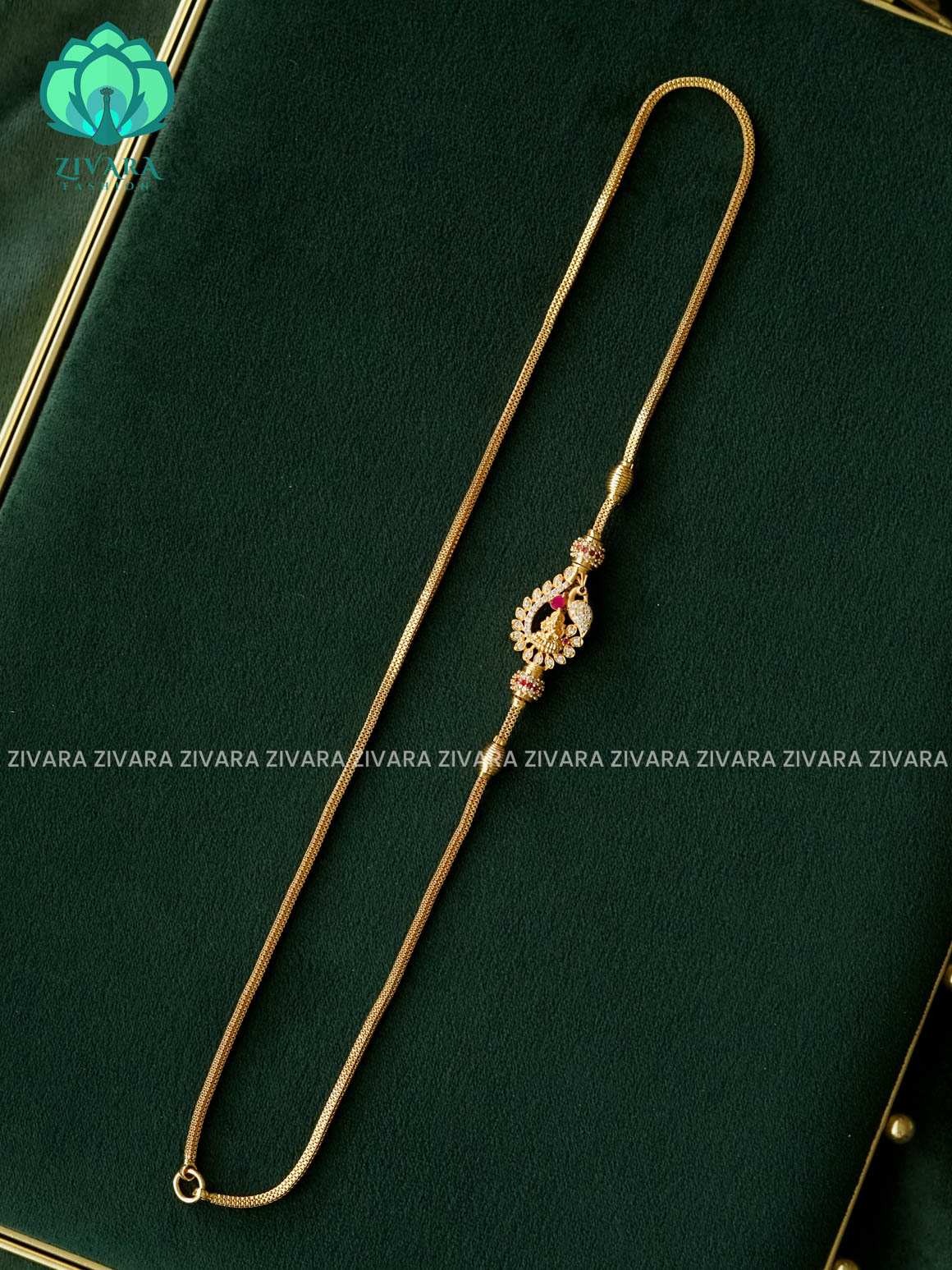 TRENDING PEACOCK MOGAPU CHAIN 24" - Traditional south indian premium neckwear - Zivara Fashion- latest jewellery design