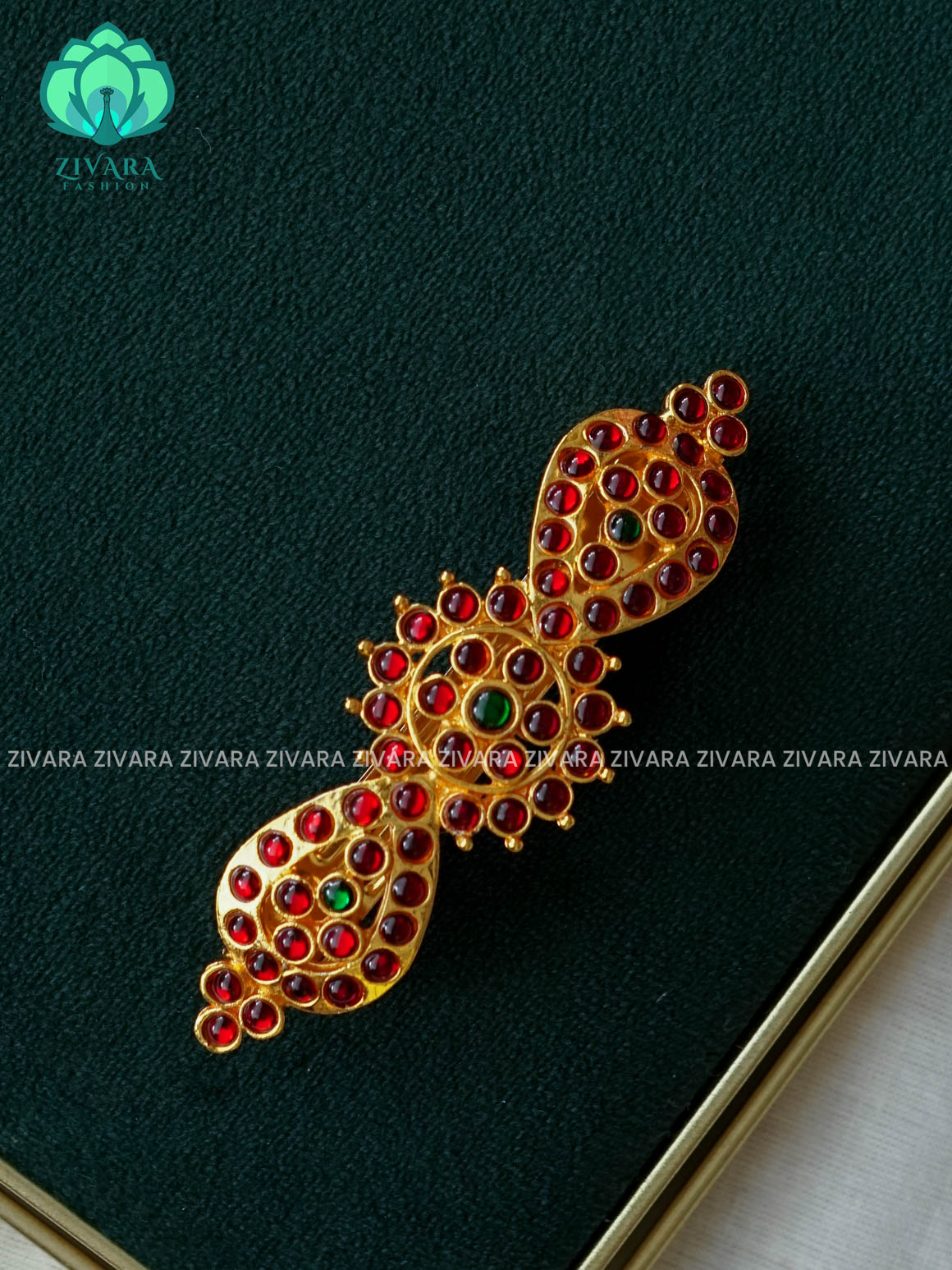 RED AND GREEN- KEMP HAIRCLIP - RETURN GIFT OPTIONS -TRADITIONAL HAIR ACCESSORIES - ZIVARA FASHION