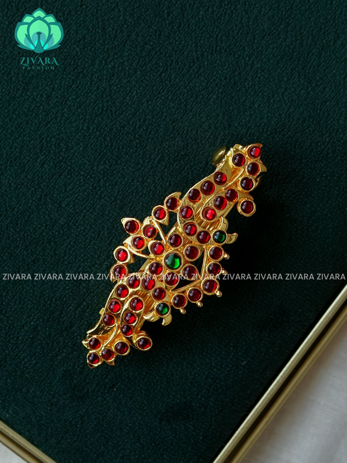 RED AND GREEN- KEMP HAIRCLIP - RETURN GIFT OPTIONS -TRADITIONAL HAIR ACCESSORIES - ZIVARA FASHION