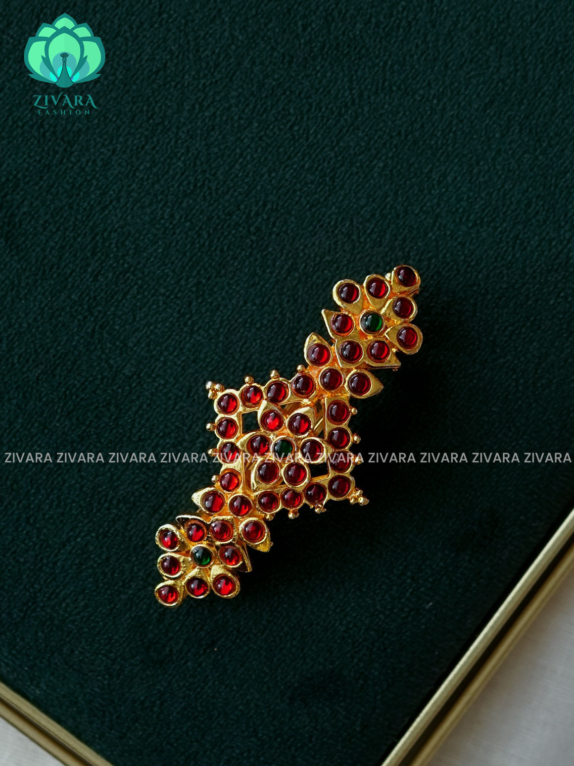 RED AND GREEN- KEMP HAIRCLIP - RETURN GIFT OPTIONS -TRADITIONAL HAIR ACCESSORIES - ZIVARA FASHION