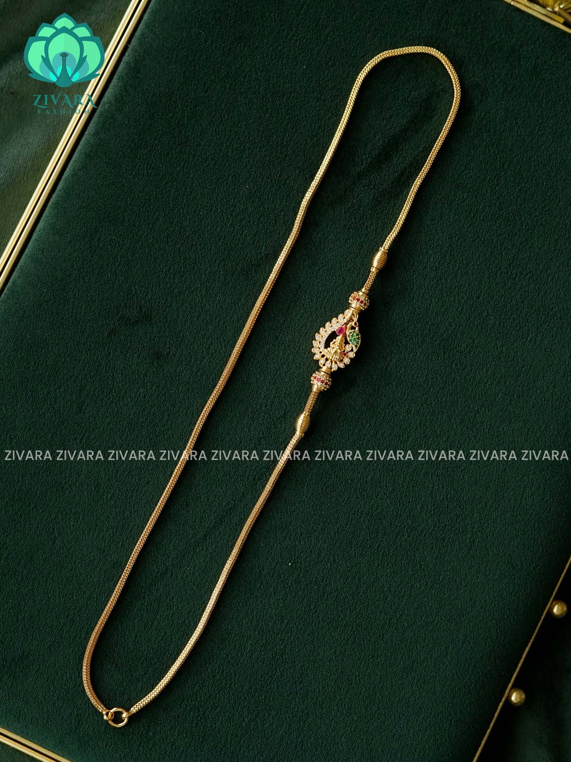TRENDING PEACOCK MOGAPU CHAIN 24" - Traditional south indian premium neckwear - Zivara Fashion- latest jewellery design