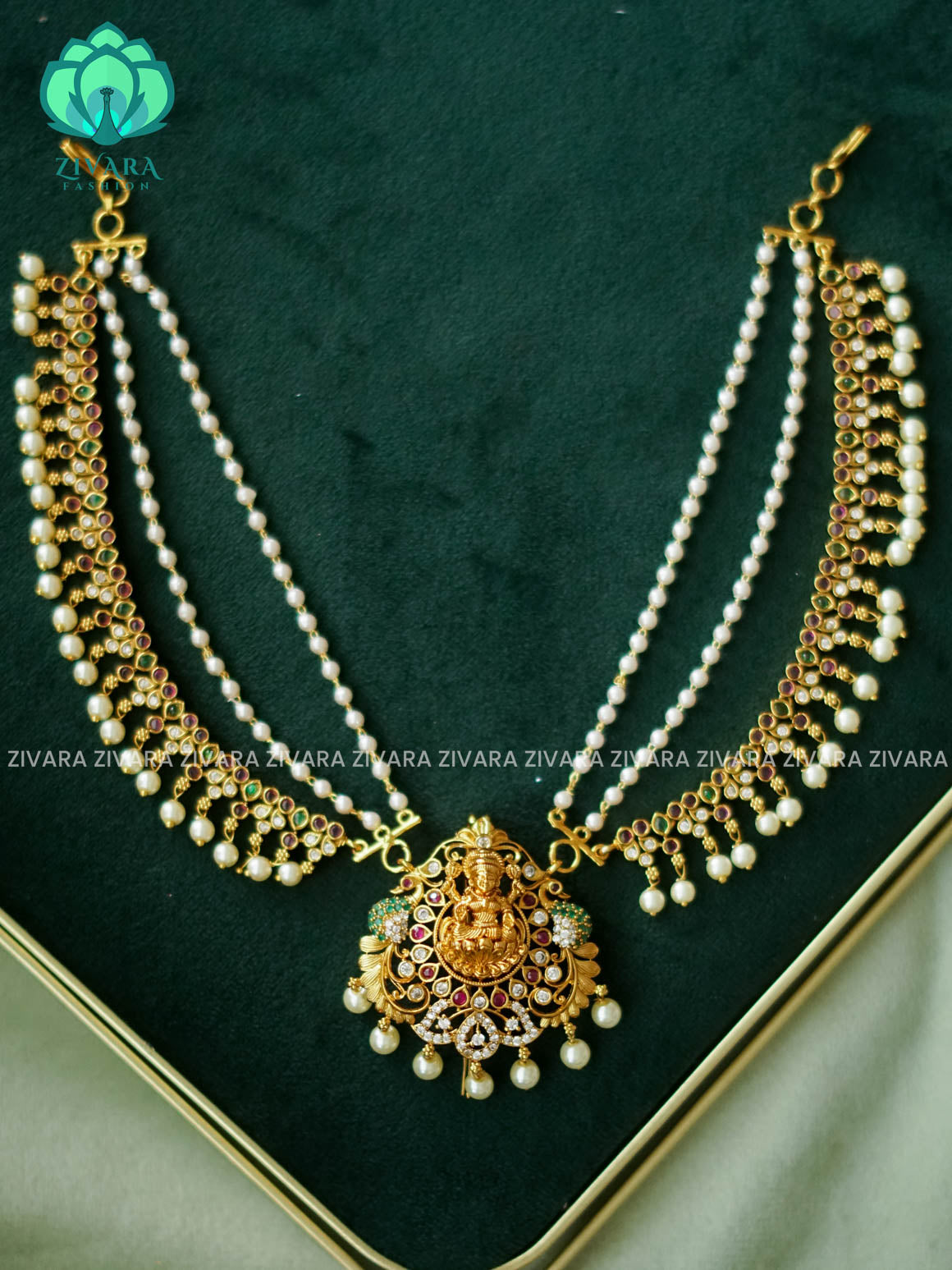 TEMPLE JADABILLA WITH 3 layer earchains/maatals- bridal accessory- zivara fashion-latest jewellery collection