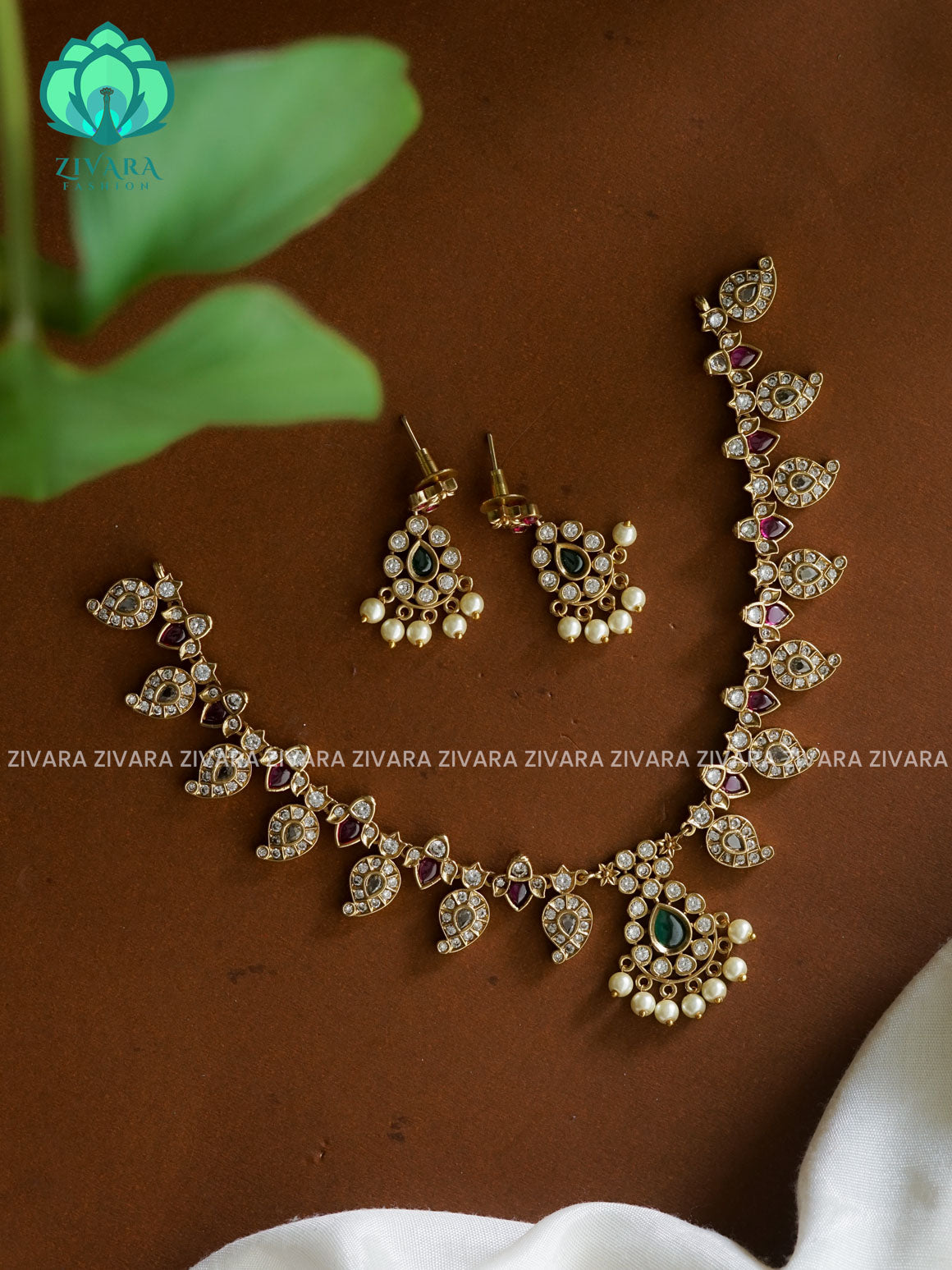 PREMIUM QUALITY MANGO  neckwear with earrings- Zivara Fashion- latest jewellery design