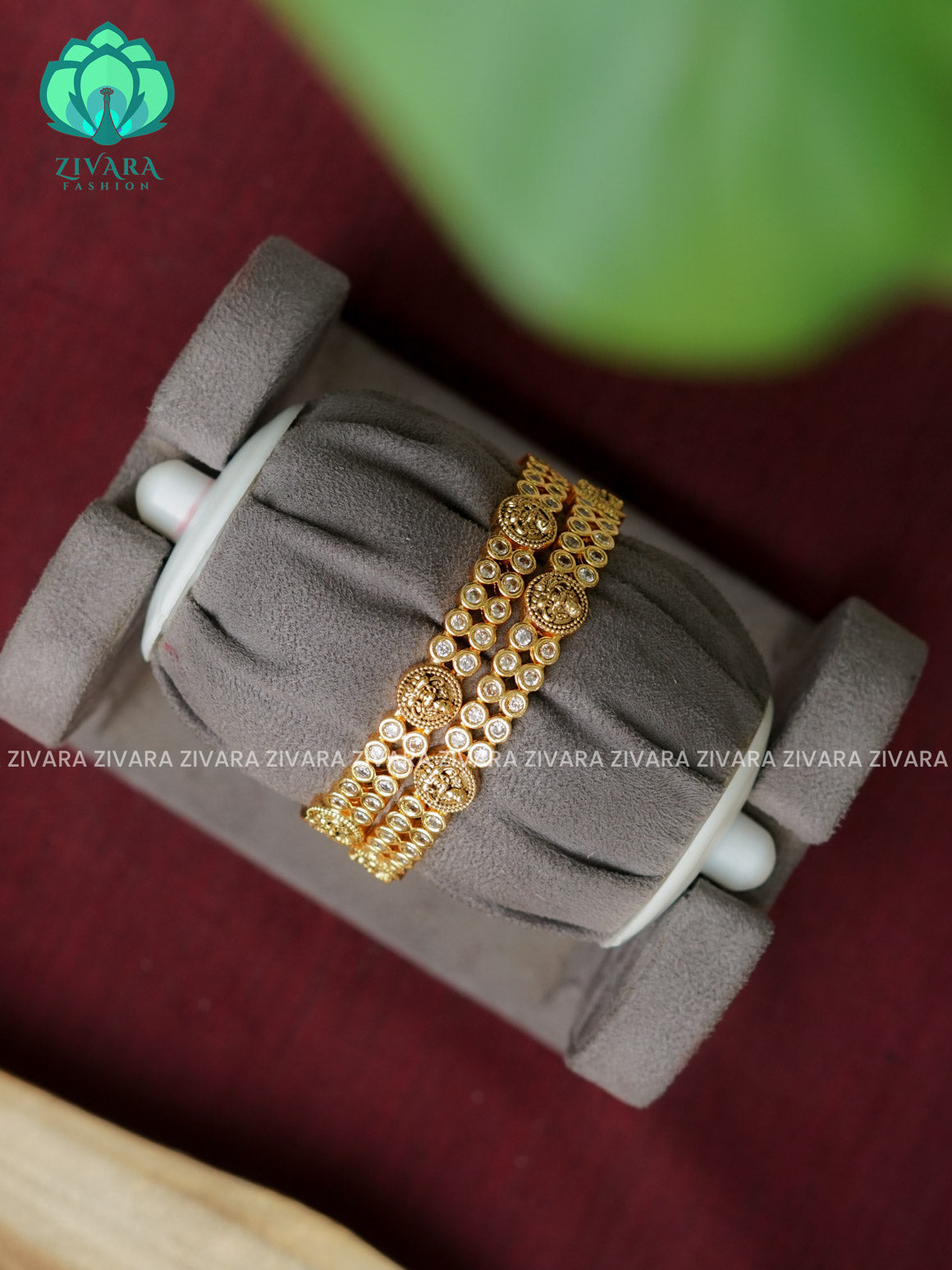 2 PIECE TEMPLE   -Premium VINTAGE FINISH bangles- latest jewellery collection- Zivara Fashion