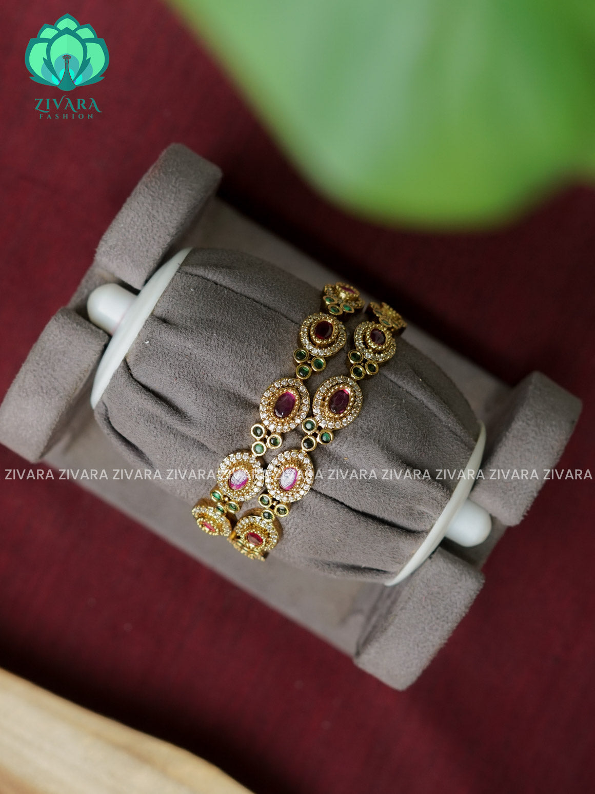 2 PIECE TEMPLE  -Premium VINTAGE FINISH bangles- latest jewellery collection- Zivara Fashion