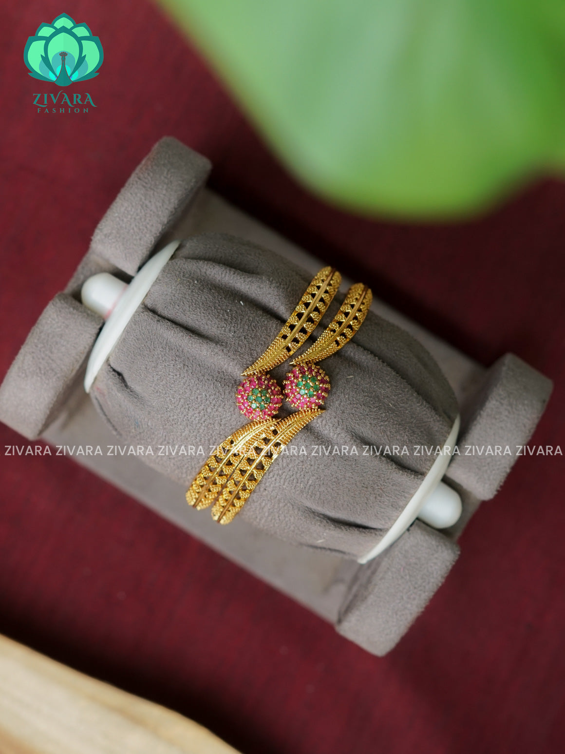 2 PIECE TEMPLE  -Premium VINTAGE FINISH bangles- latest jewellery collection- Zivara Fashion