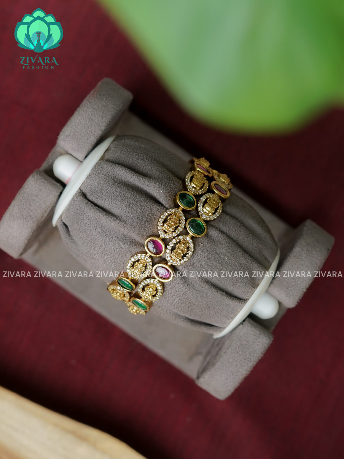 2 PIECE TEMPLE  -Premium VINTAGE FINISH bangles- latest jewellery collection- Zivara Fashion